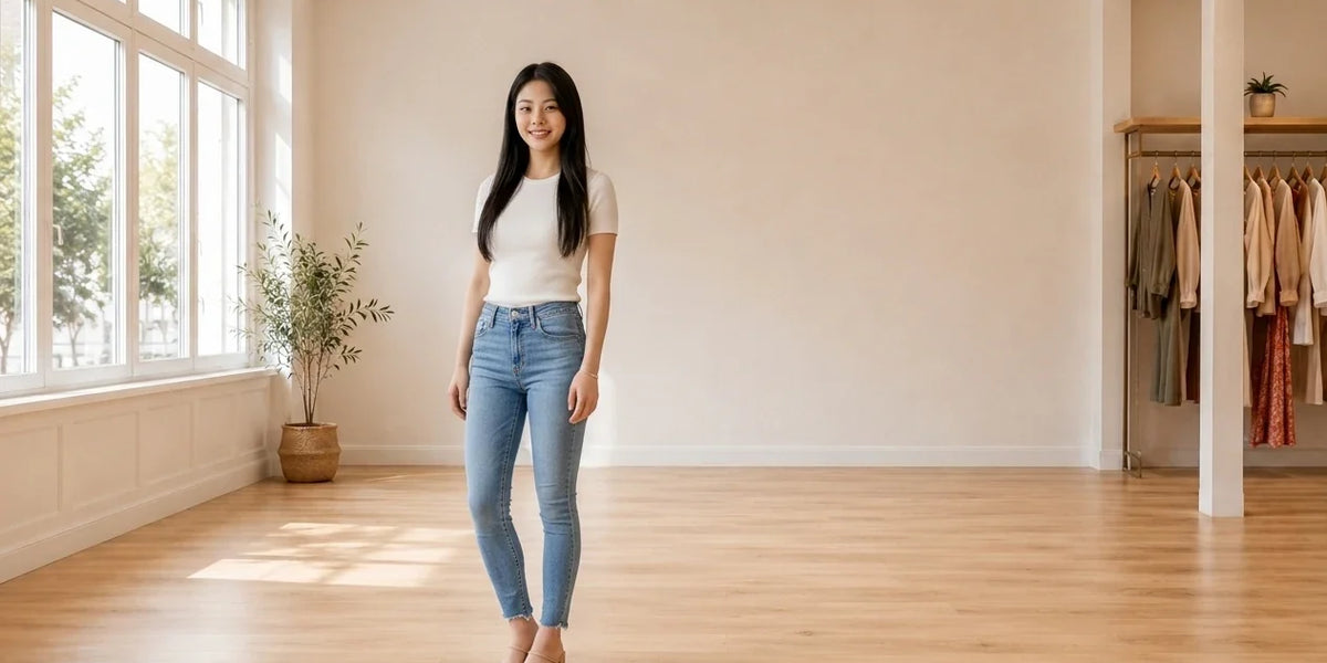 Model wearing Women's X-Small Jeans Women's 721 Ankle High-Rise Skinny Jeans in Online Warehouse Sale boutique studio