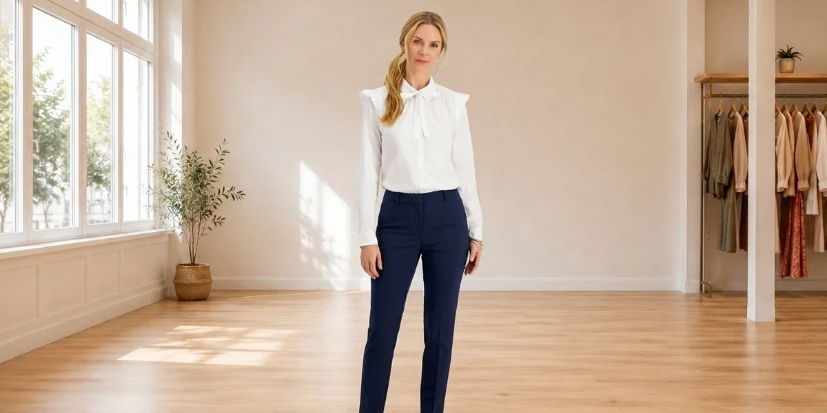 Model wearing Women's Large Shirts & Blouses Women's Tie-Neck Ruffle-Shoulder Shirt in Online Warehouse Sale boutique studio