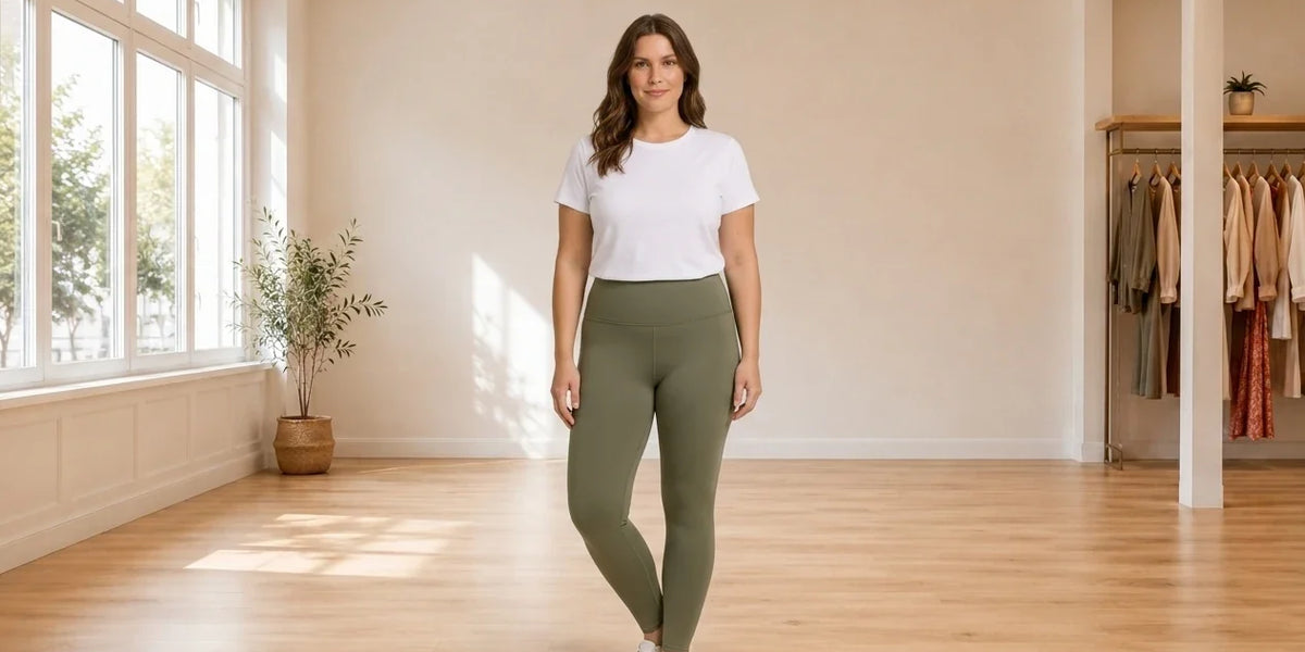 Model wearing Women's XX-Large Pants Women's Yoga Leggings in Online Warehouse Sale boutique studio