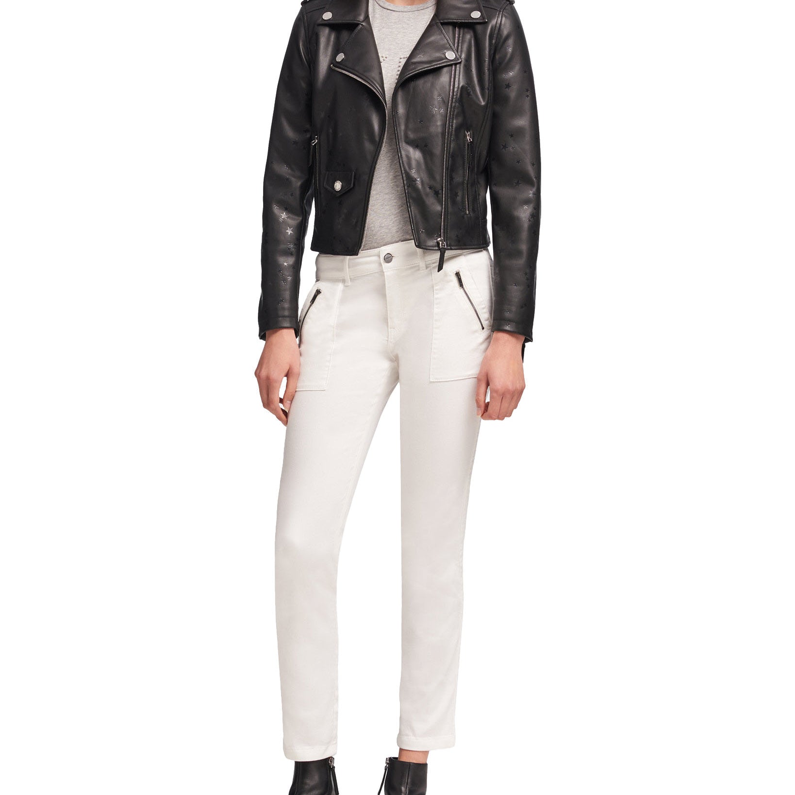 DKNY Women Faux Leather Moto Jacket