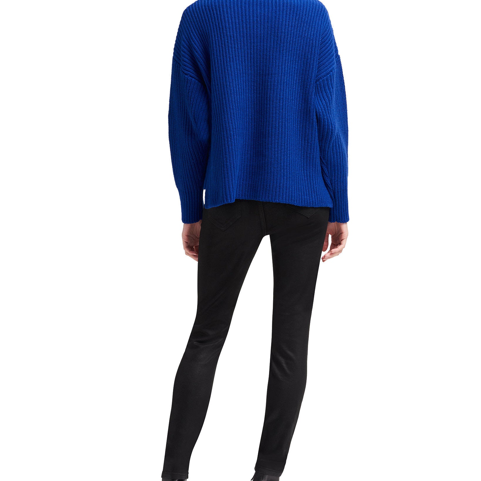 DKNY Women Faux Leather Cable Knit Sweater