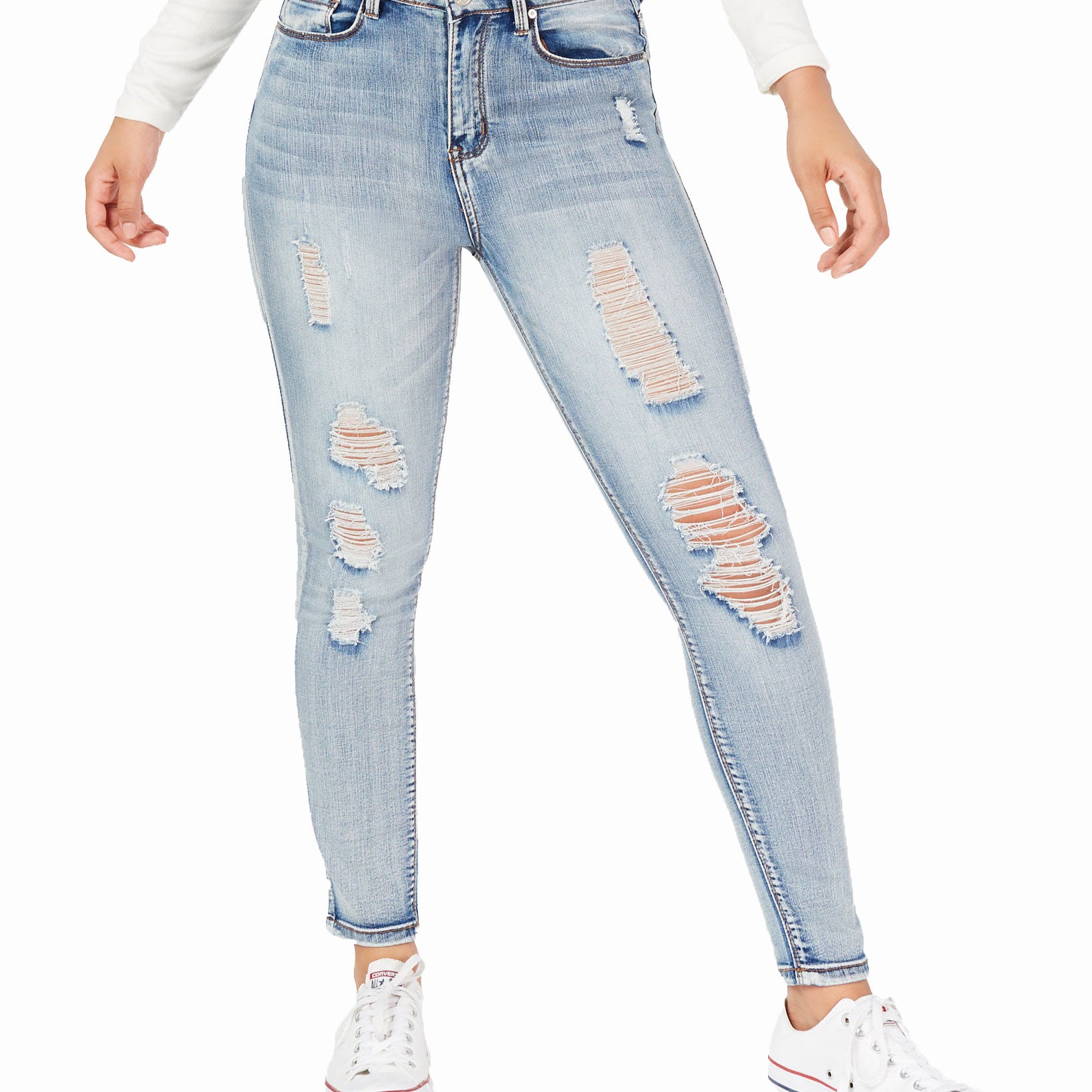 Indigo Rein Women Juniors Ripped Denim Jeggings Leroy