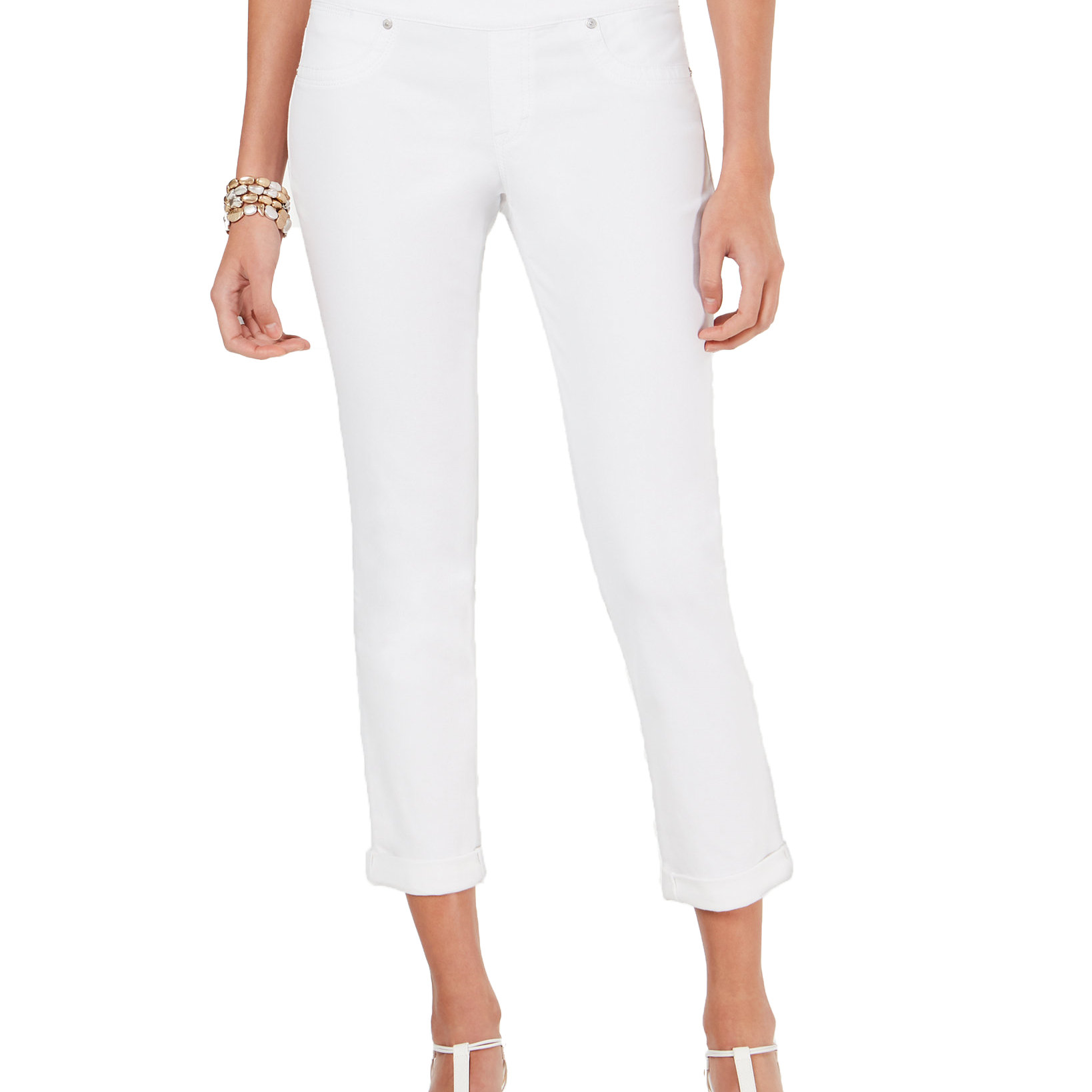 Style & Co Women Pull On Boyfriend Jeans Bright White