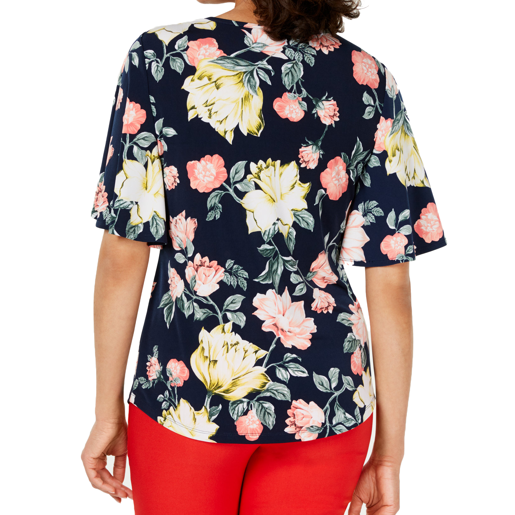 Charter Club Flutter Sleeve Keyhole Top
