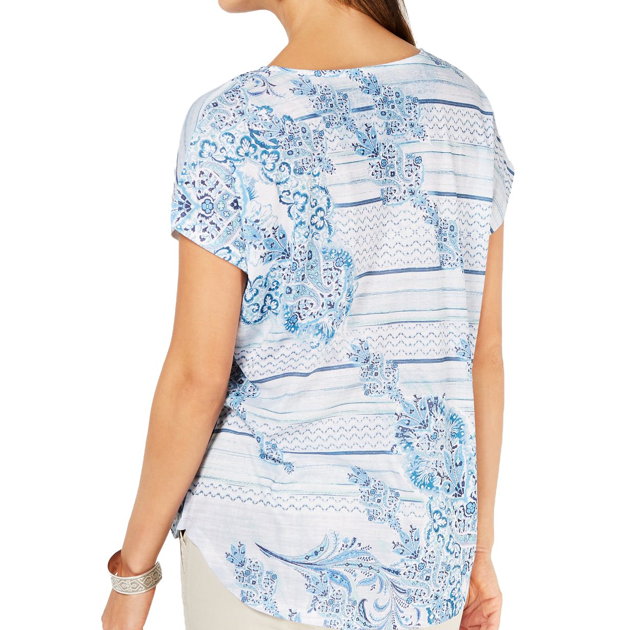 Style & Co Women Printed Scoop Neck Top