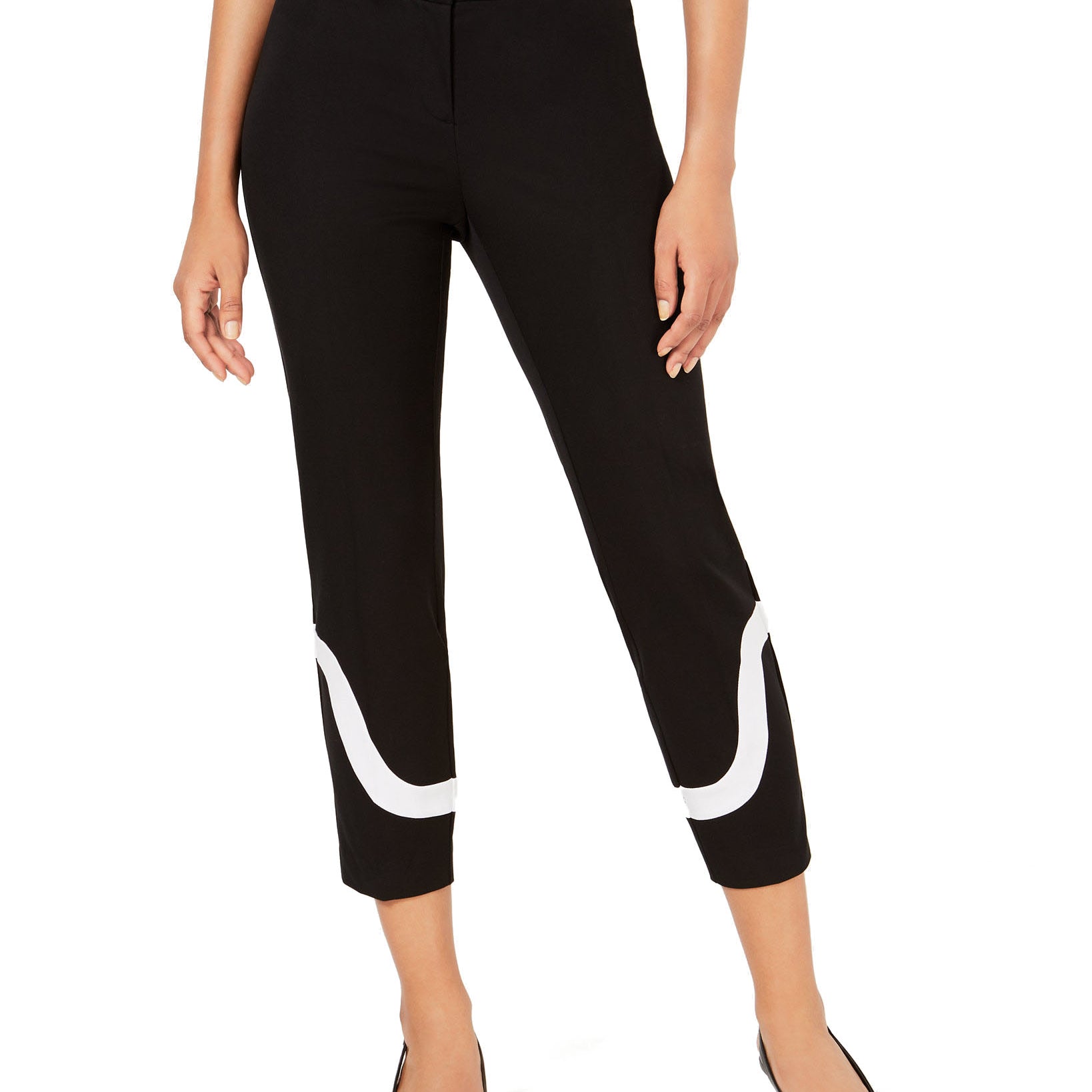 Alfani Women Petite Colorblocked Ankle Pants Deep Black