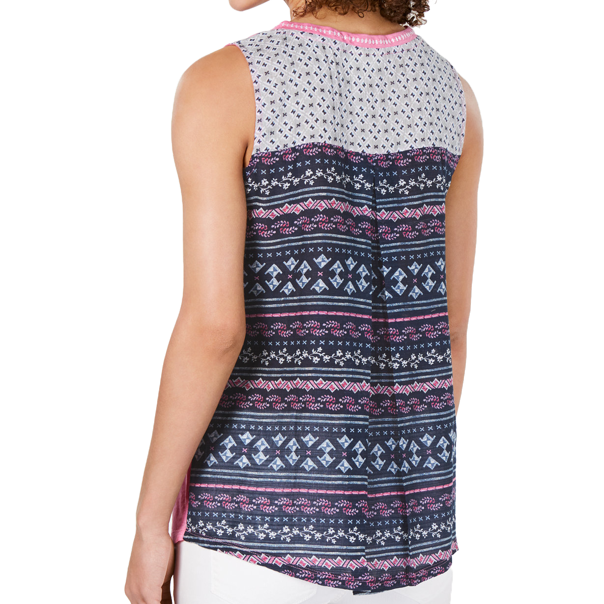 Style & Co Women Printed Colorblocked Top