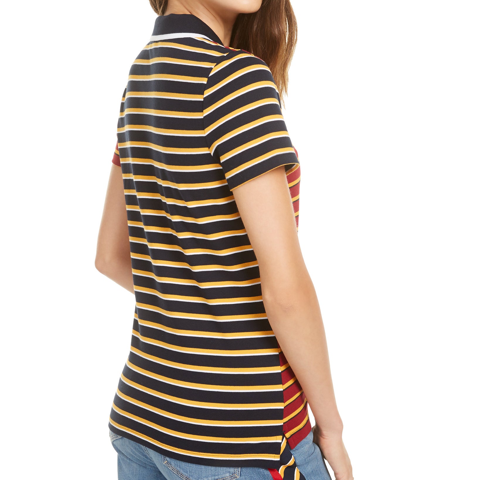 Tommy Hilfiger Women Striped Pique Zip Polo Shirt