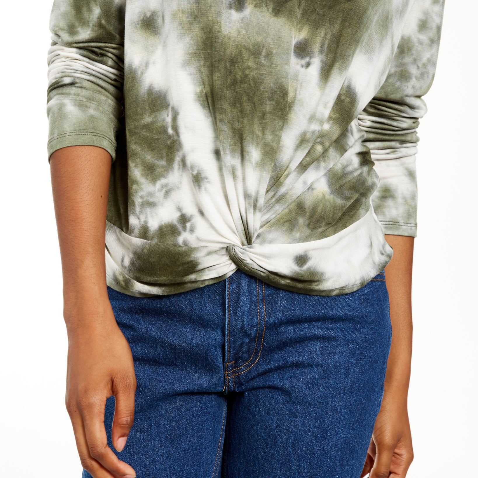 Hooked Up by IOT Women Tie Dye Twist Front Top