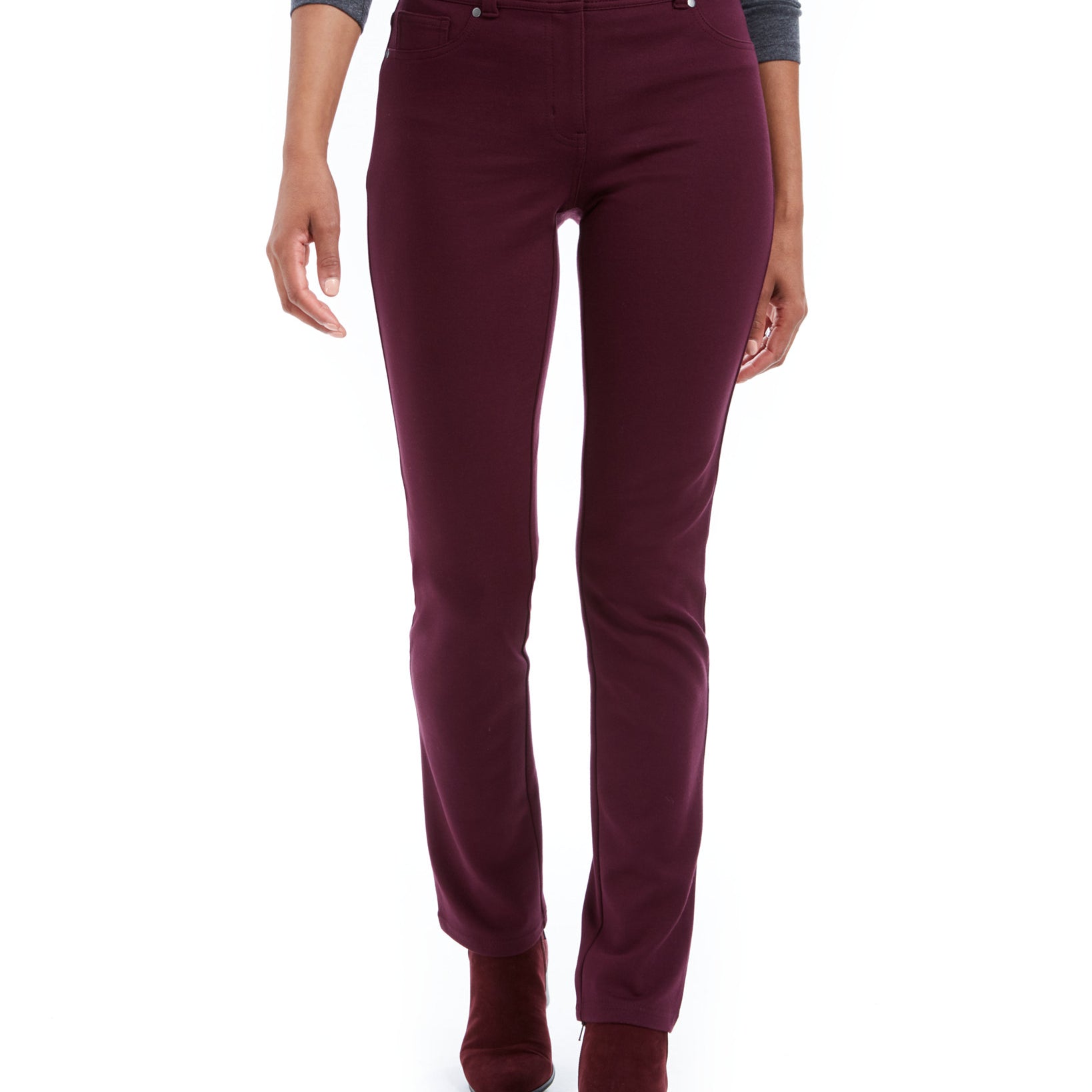 Style & Co Women Slim Pants Berry Jam