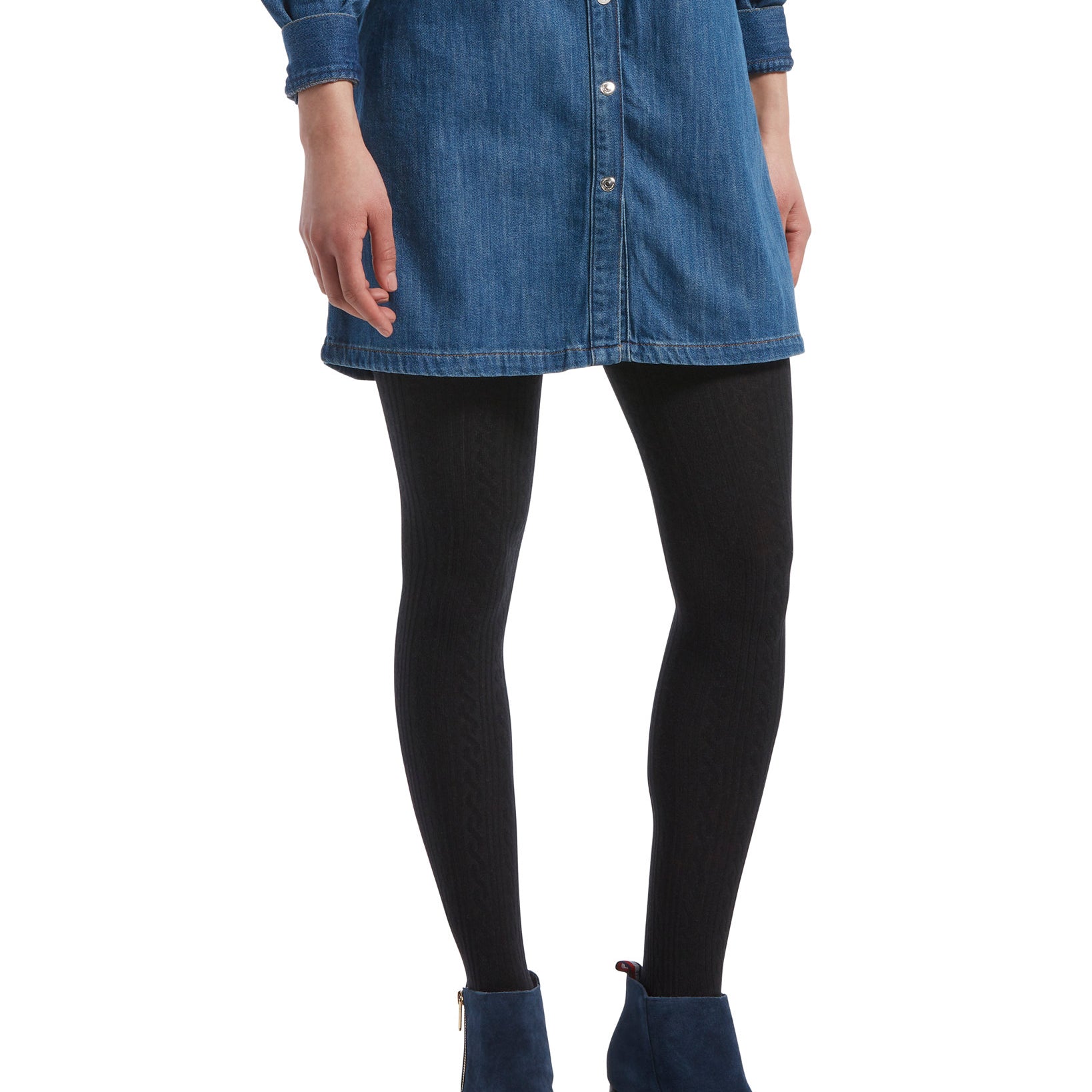 Hue Women Cable Sweater Tights Black