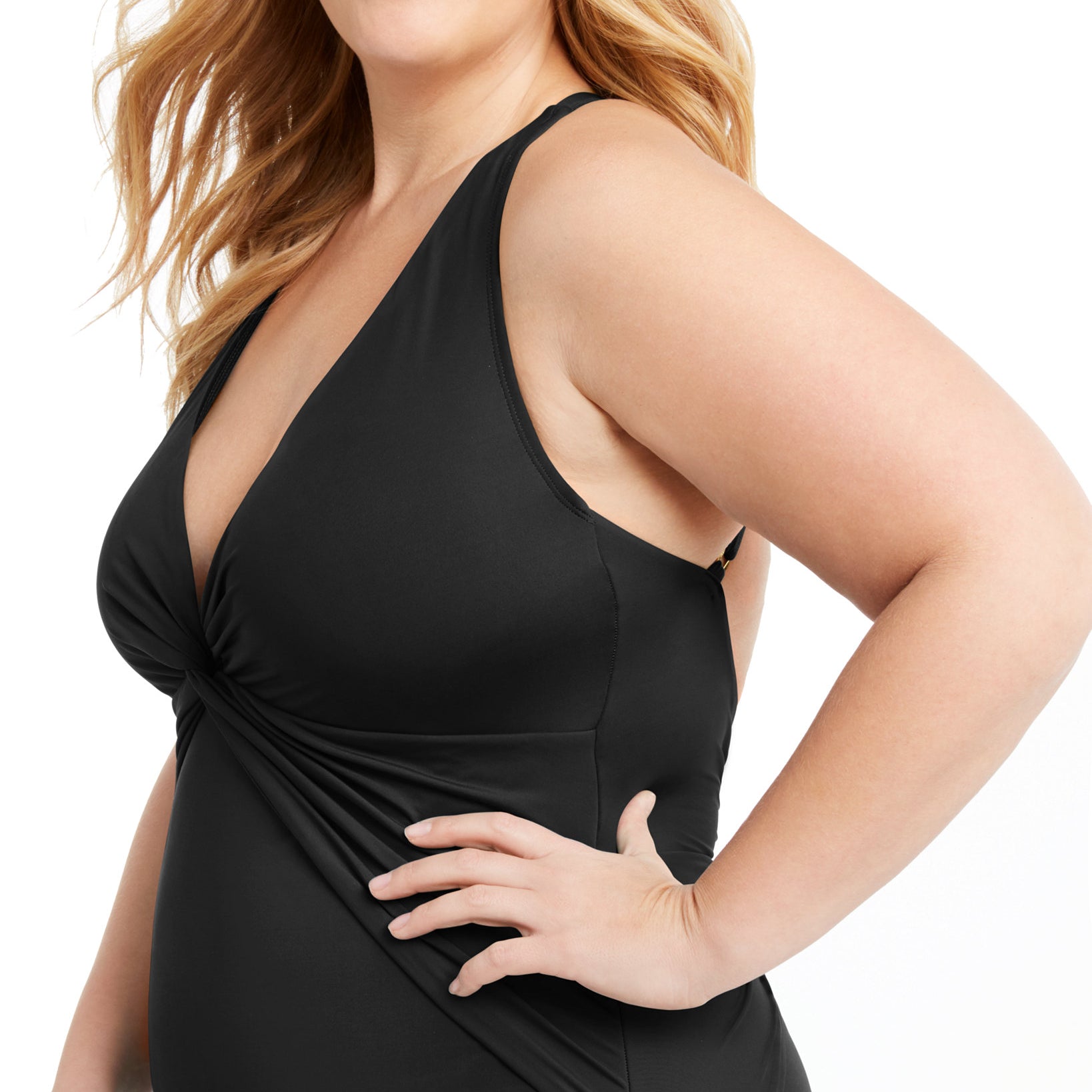 Bleu by Rod Beattie Women Plus Trendy Plunging Halter One Piece Swimsuit