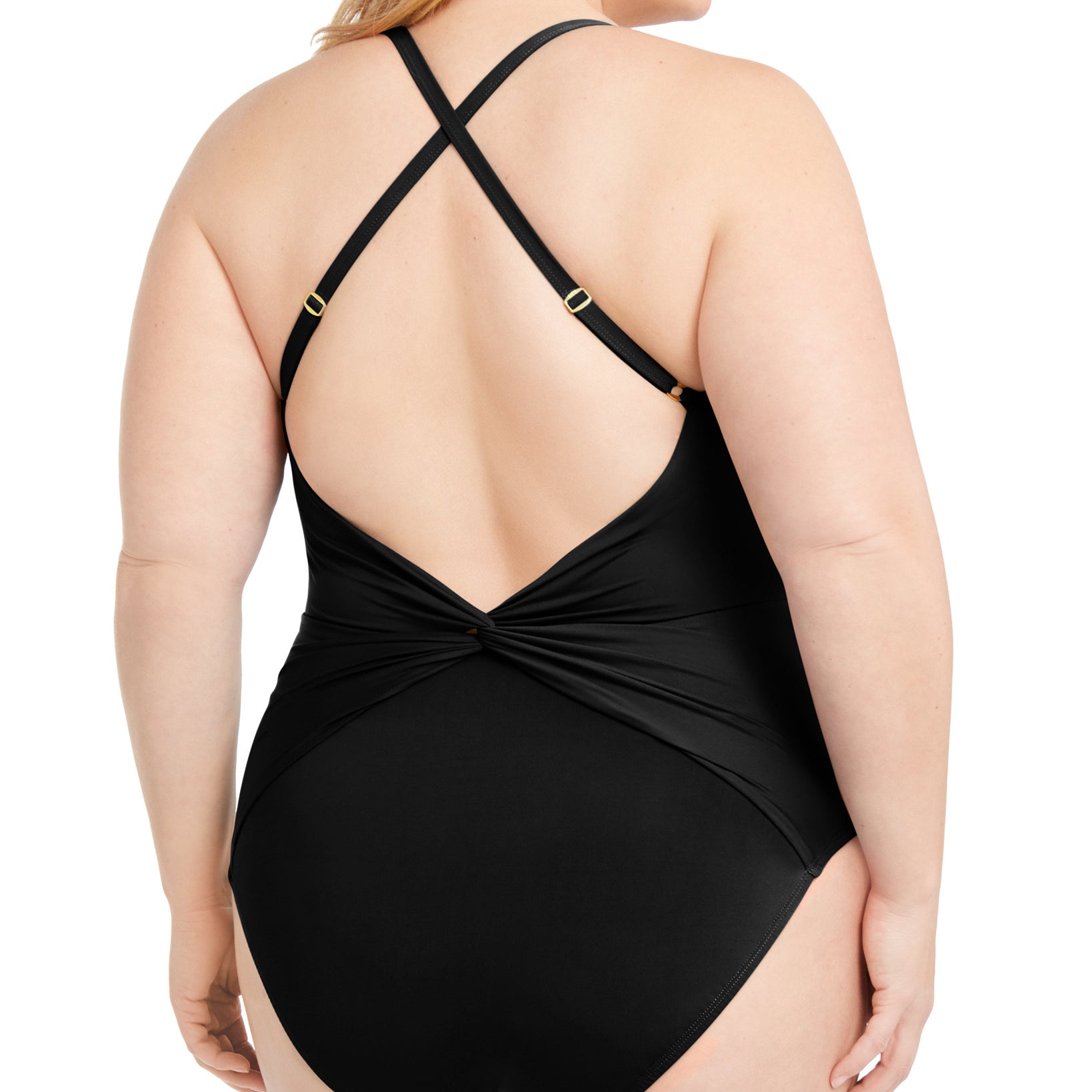 Bleu by Rod Beattie Women Plus Trendy Plunging Halter One Piece Swimsuit