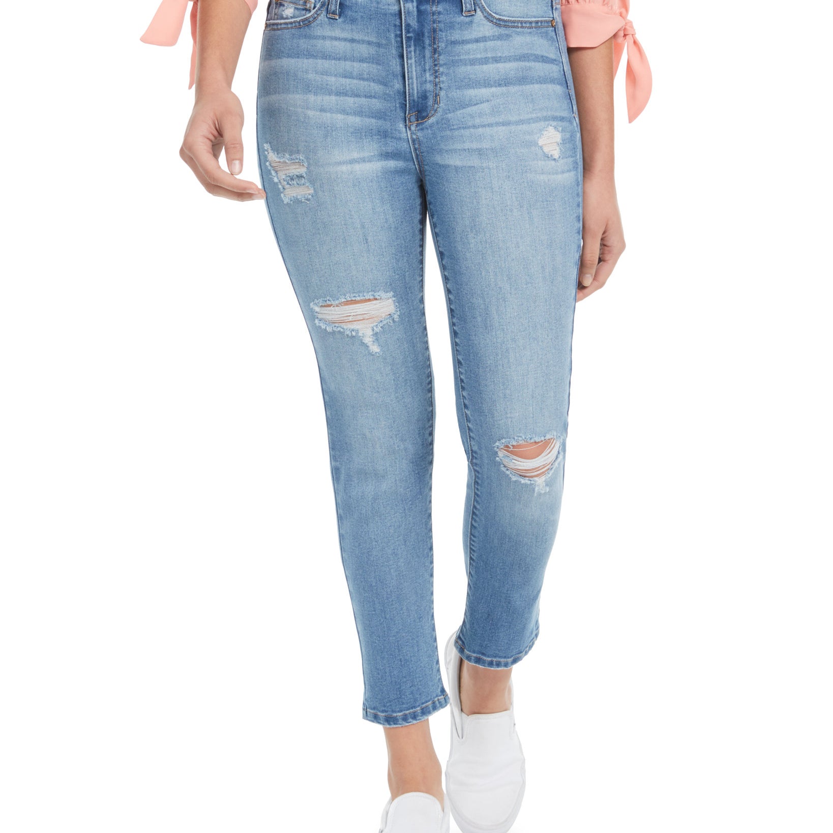 Celebrity Pink Women Ripped Cropped Straight Leg Jeans Monique