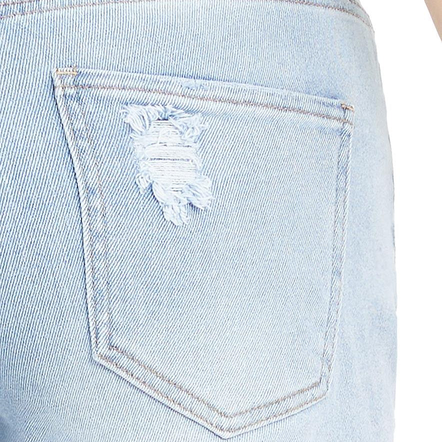 Almost Famous Women Ripped Raw Hem Denim Bermuda Shorts