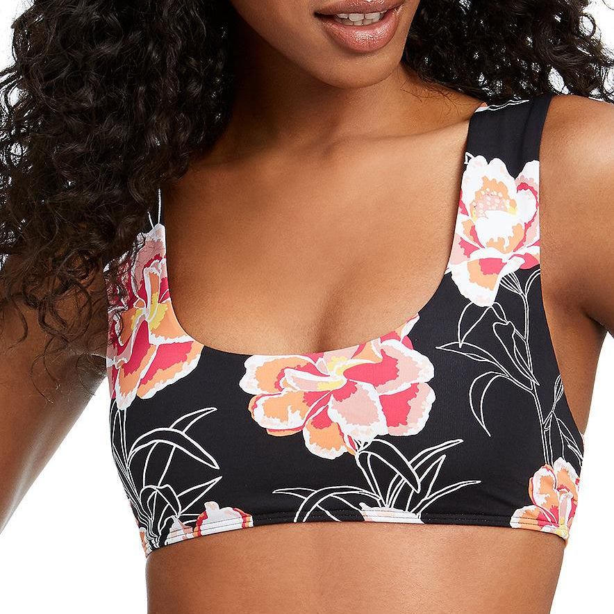 Roxy Women Floral Print Bralette Bikini Top Anthracite