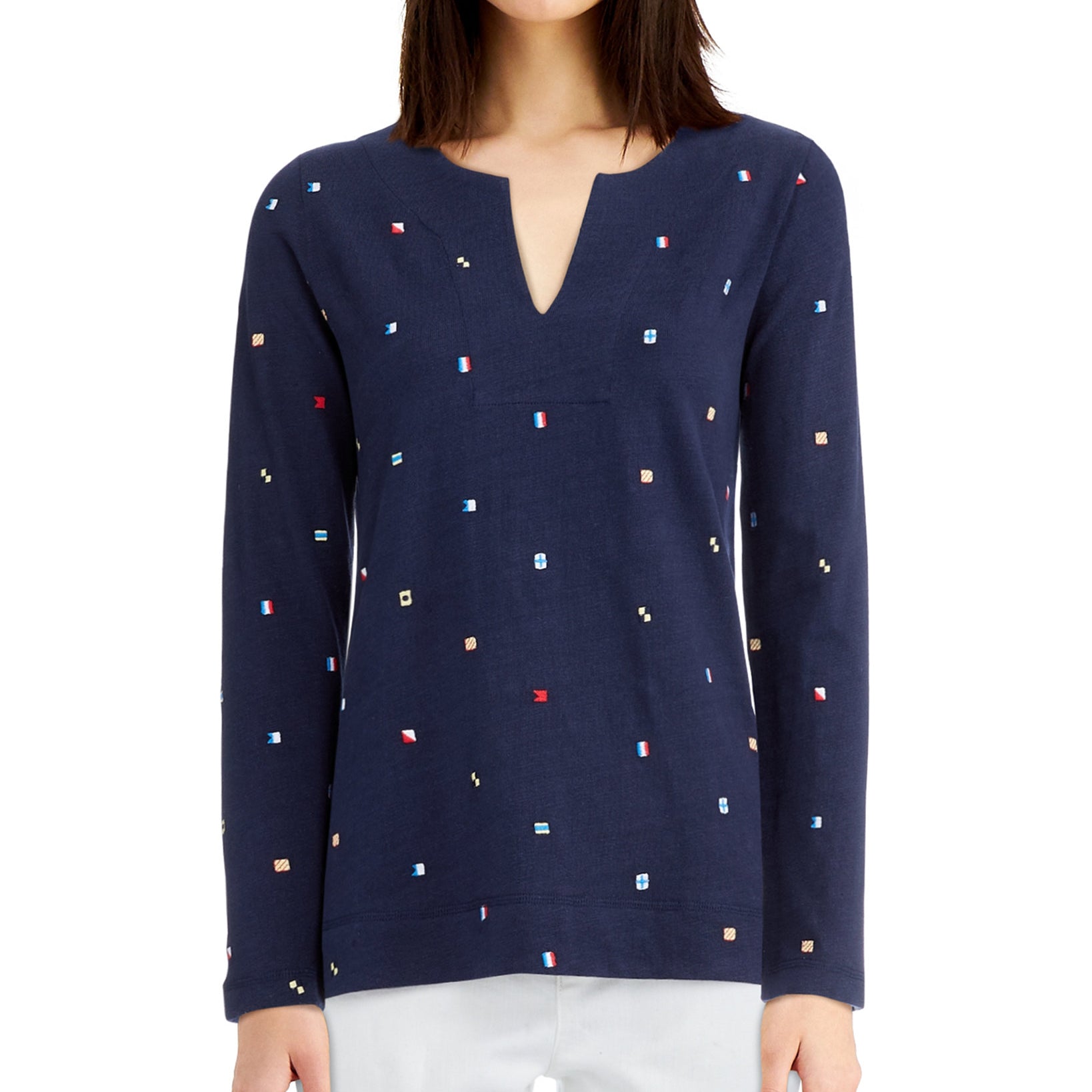 Charter Club Women Cotton Embroidered Top Intrepid Blue