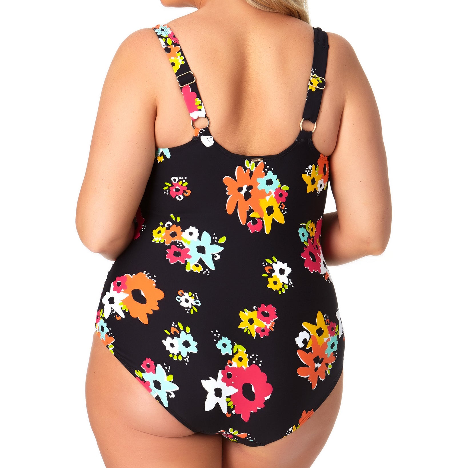 Anne Cole Women Plus Island Bloom Sweetheart U Trim One Piece Swimsuit
