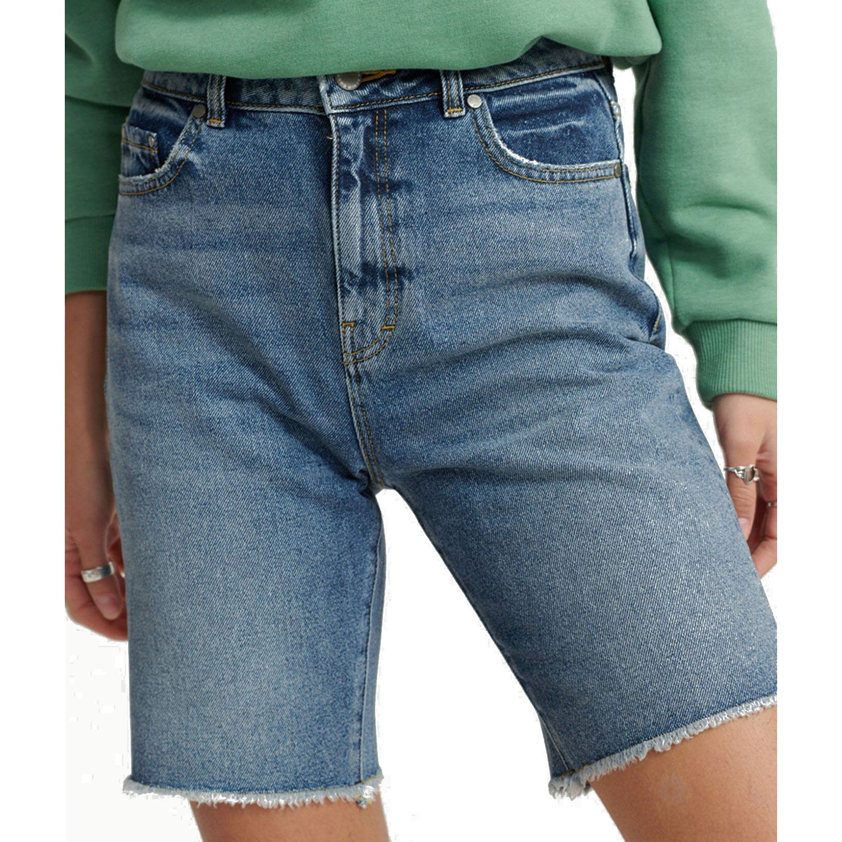 SUPERDRY Women Bermuda Boy Shorts Mid Indigo Authentic