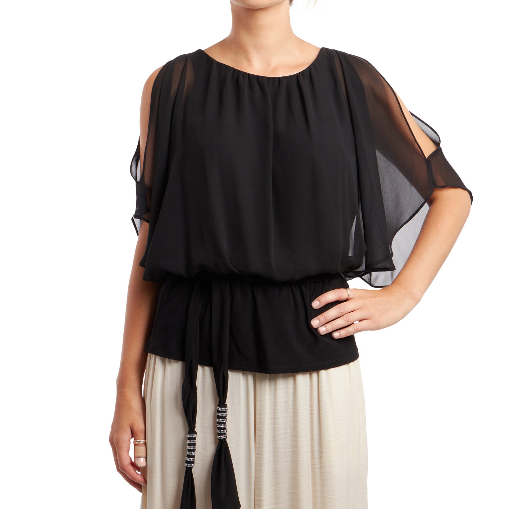 MSK Women Cold Shoulder Top Black