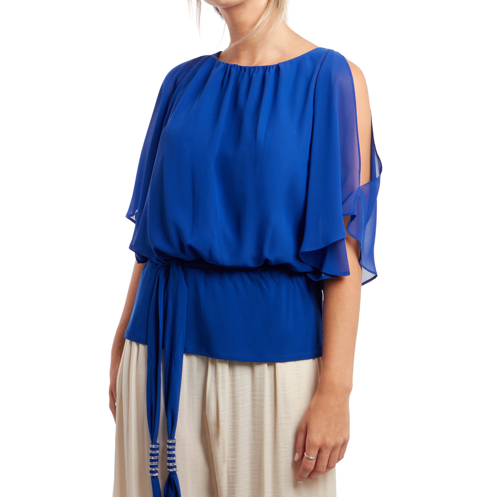 MSK Women Cold Shoulder Top Goddess Blue