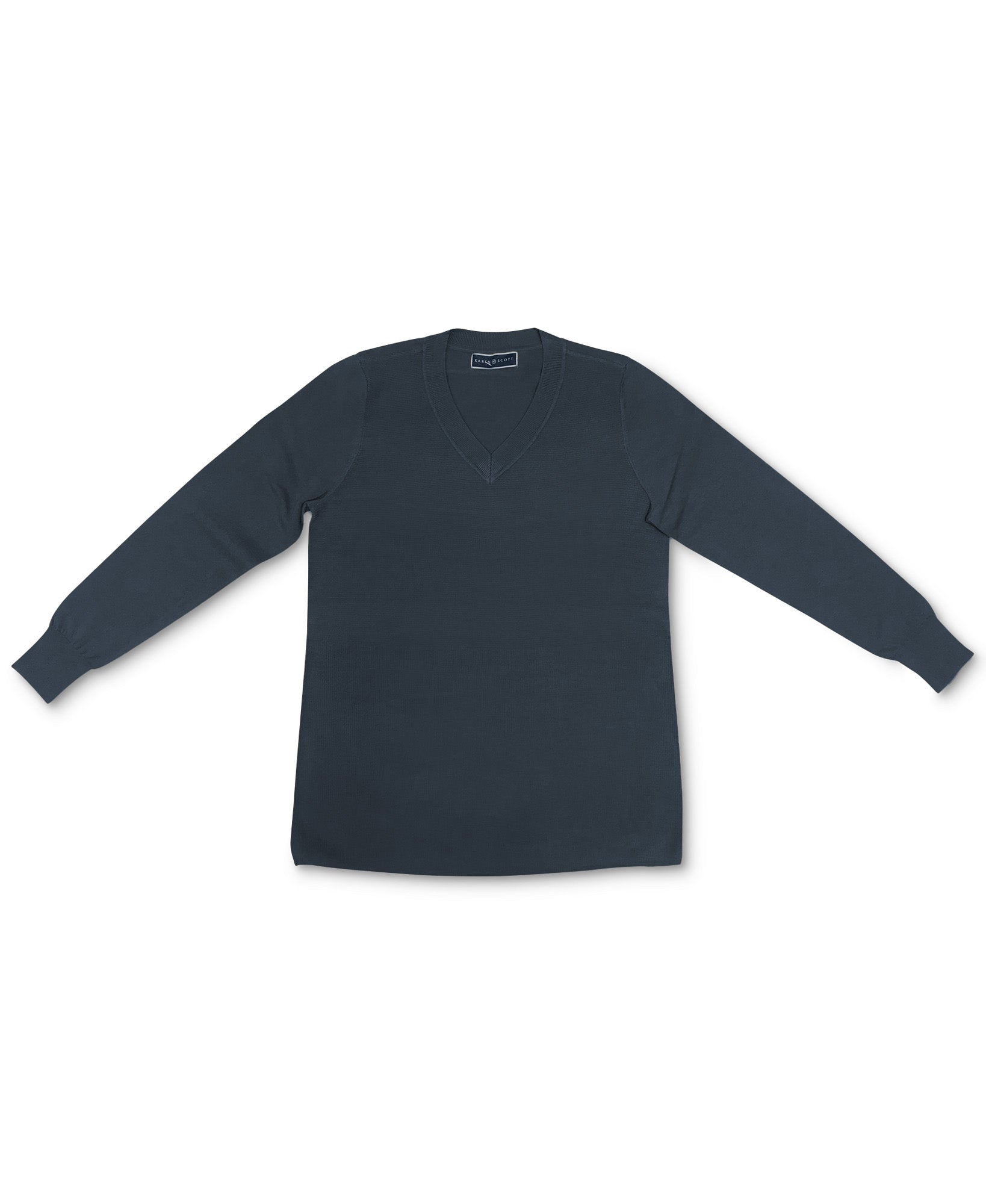 Karen Scott Women V Neck Sweater Heather Indigo
