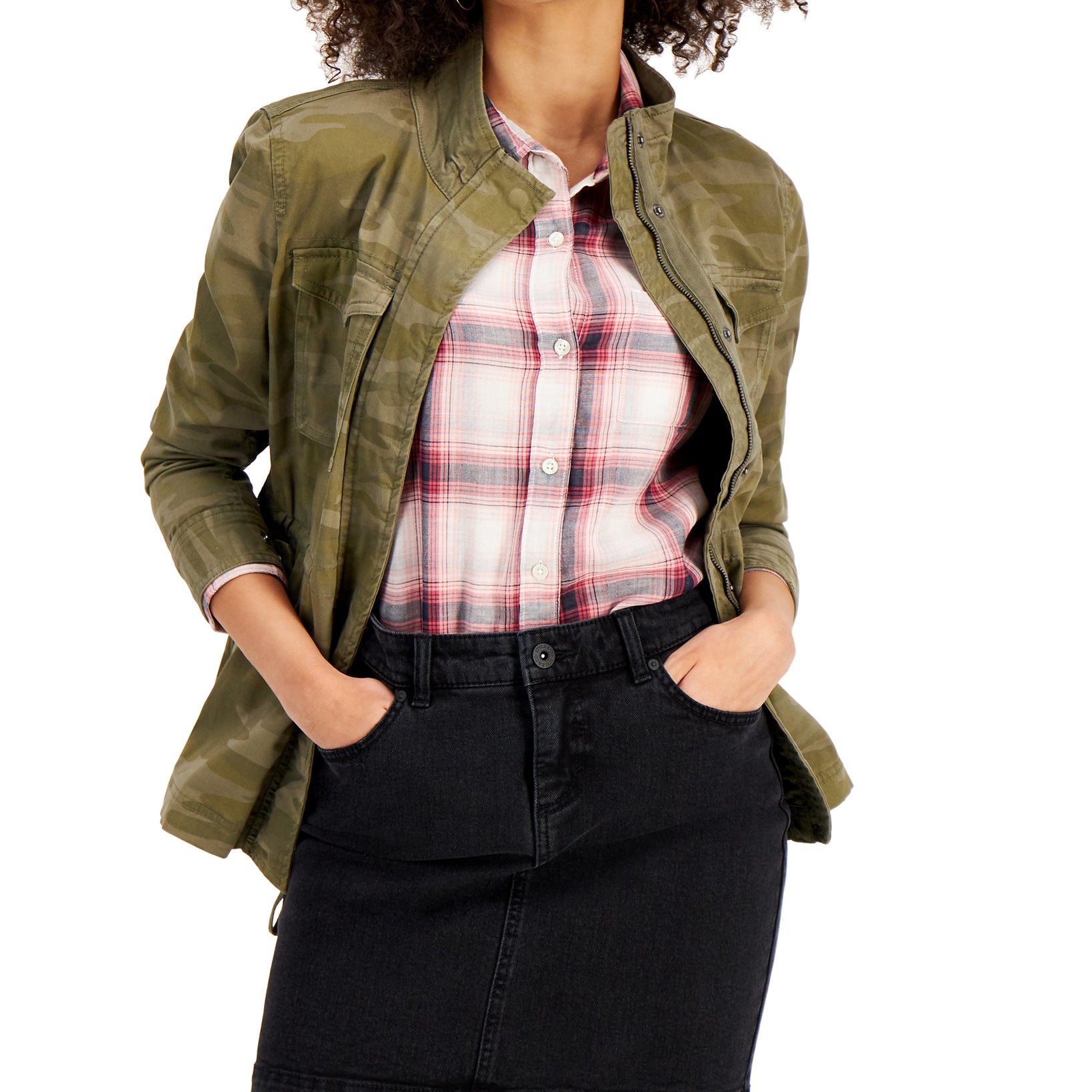 Style & Co Women Camouflage Utility Jacket Oceana Camo