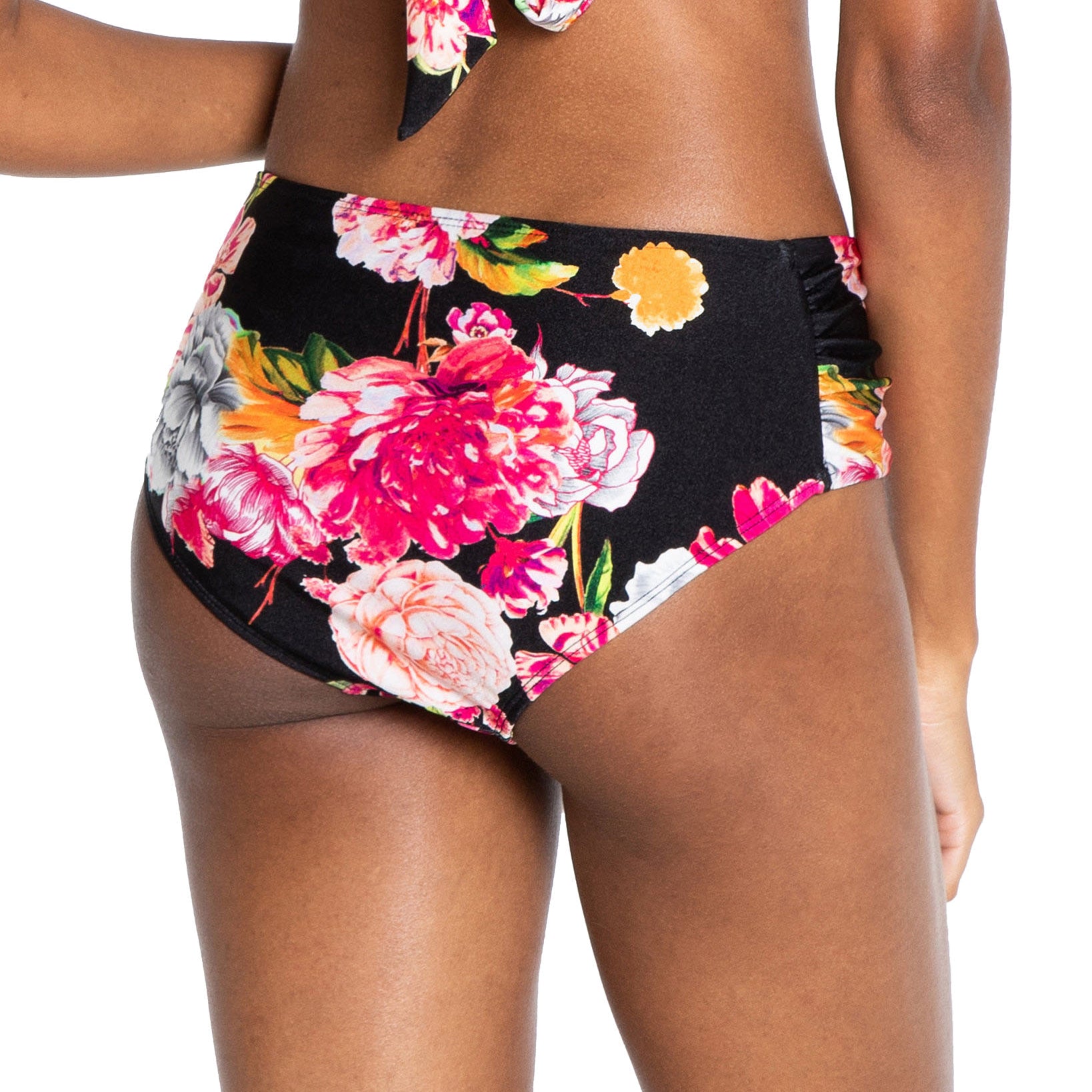 RACHEL Rachel Roy Women Ombre Floral Printed Ruched Side Bikini Bottoms