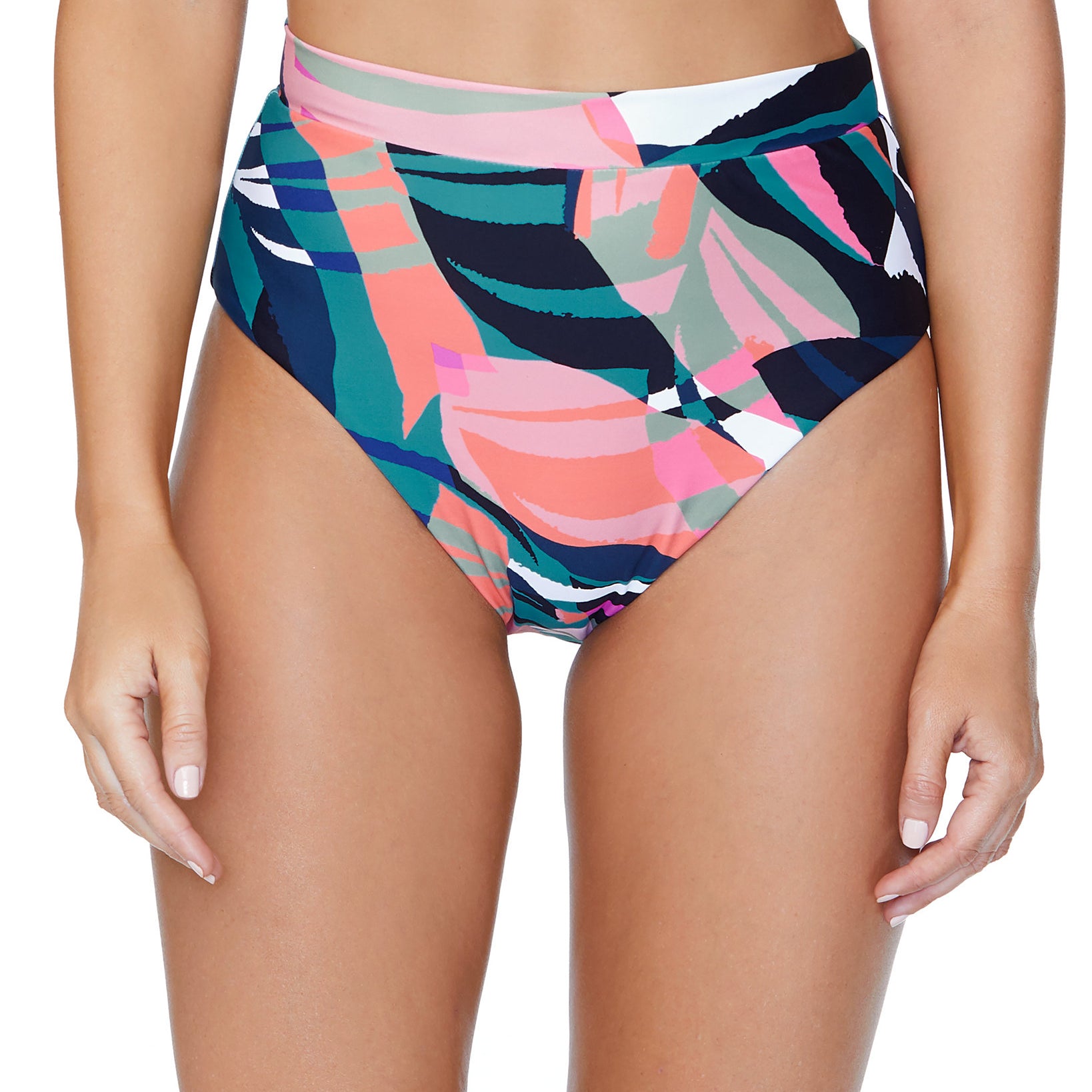 Raisins Women Printed High Waist Bikini Bottoms Black