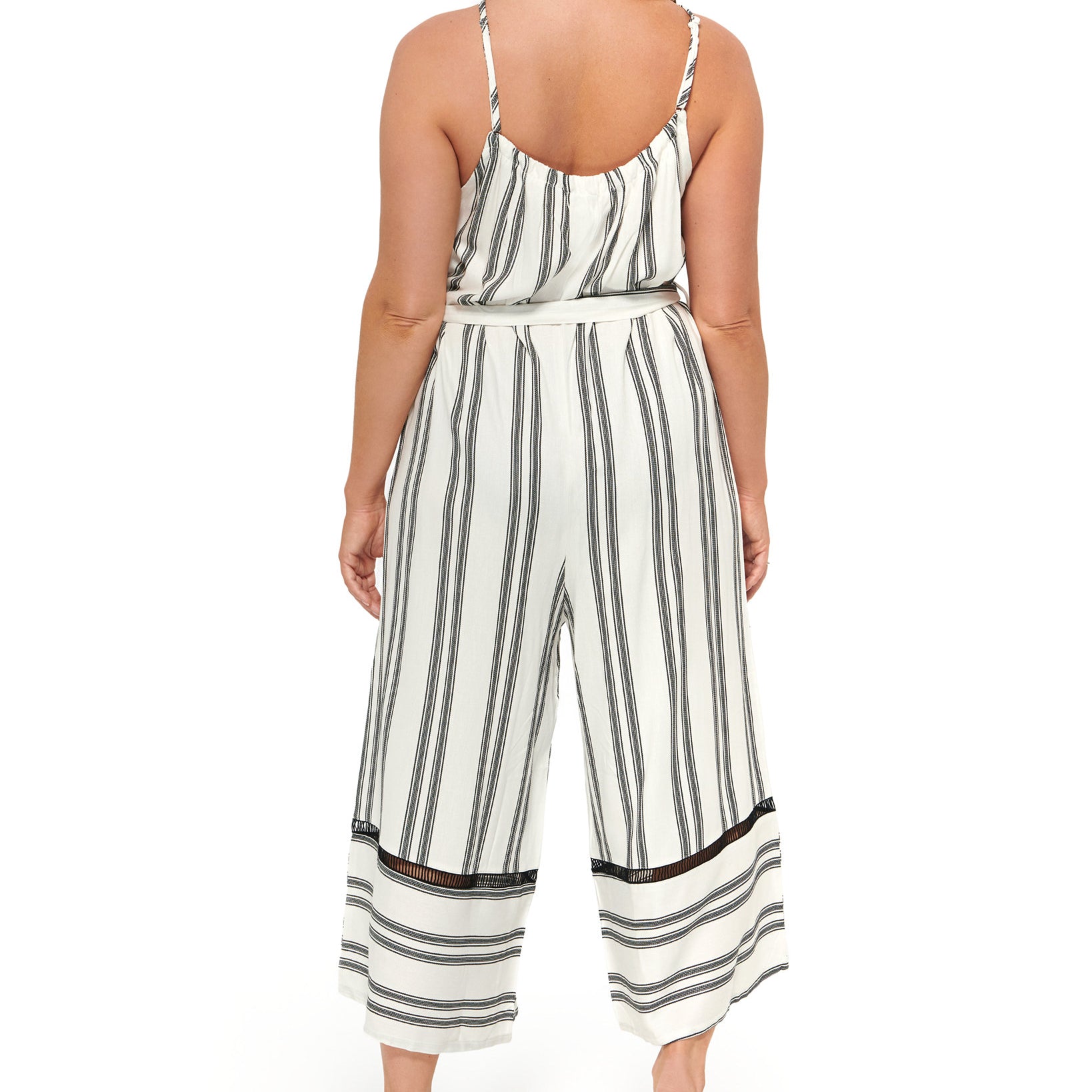 Dotti Women Newport Stripes Belted Jumpsuit Cover Up