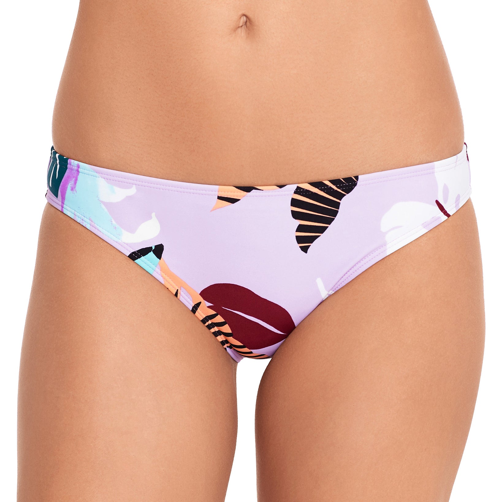 Salt + Cove Women Just Fronds Cinched Back Hipster Bikini Bottoms Lavender