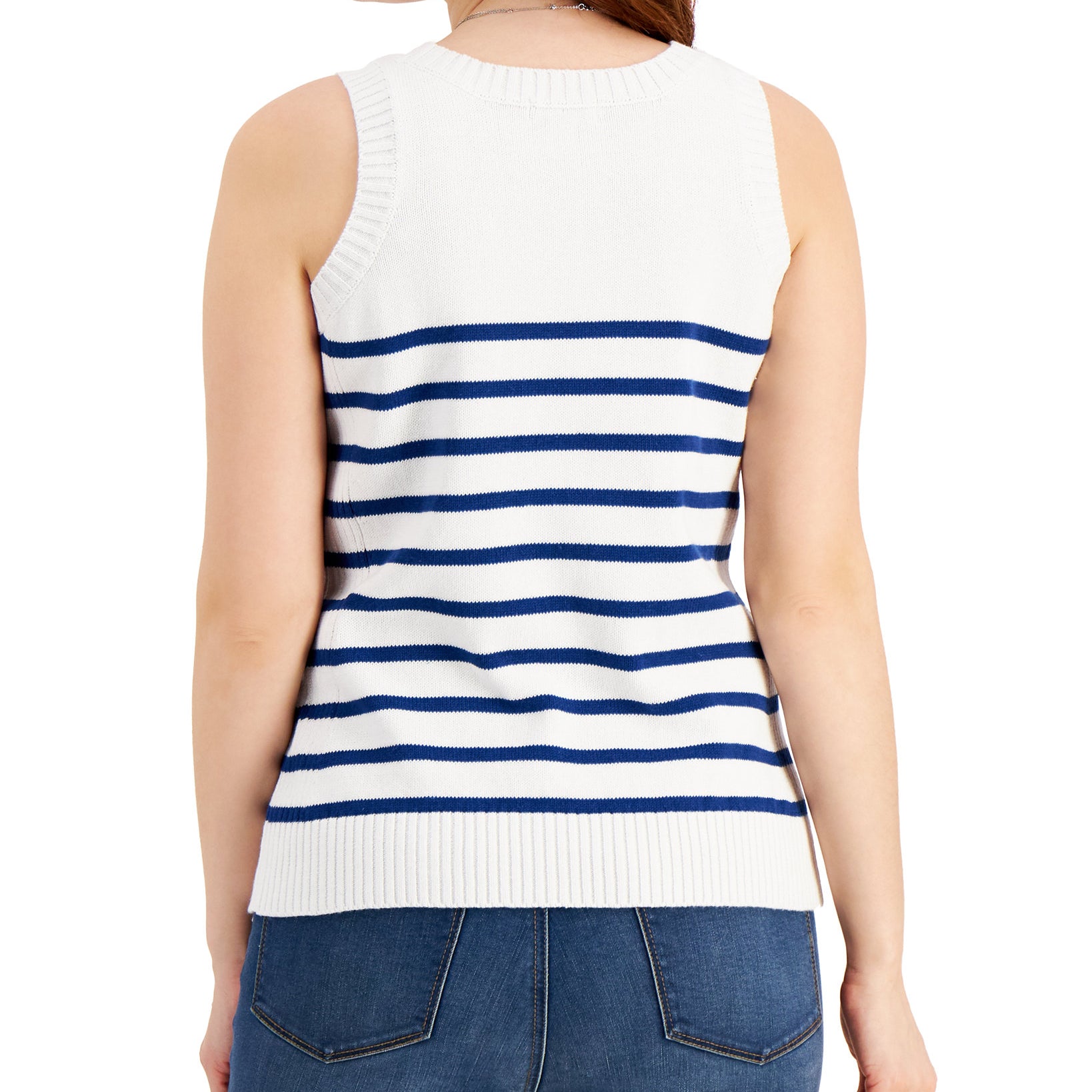 Style & Co Women Cotton Striped Sweater Knit Tank