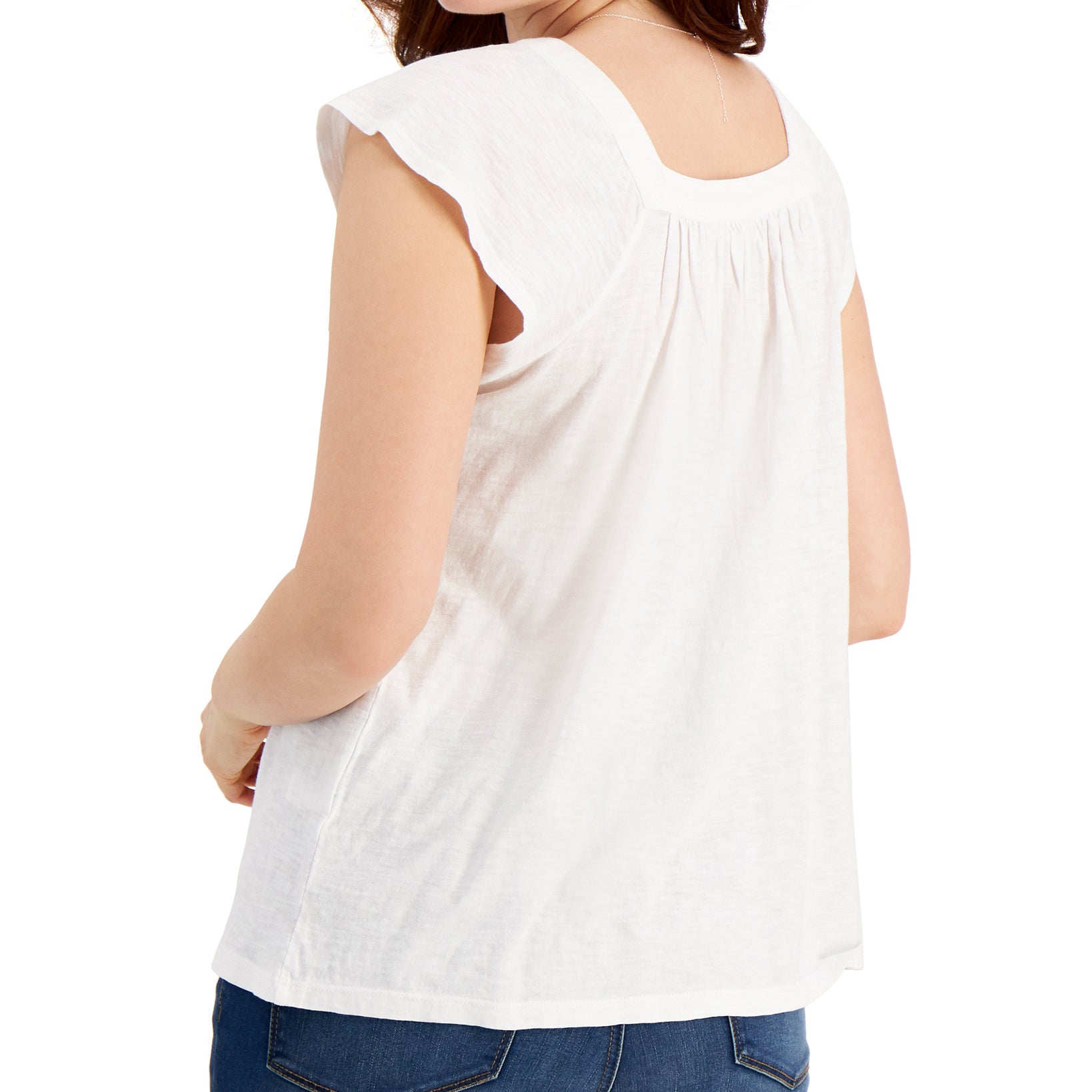 Style & Co Women Solid Flutter Sleeve Top
