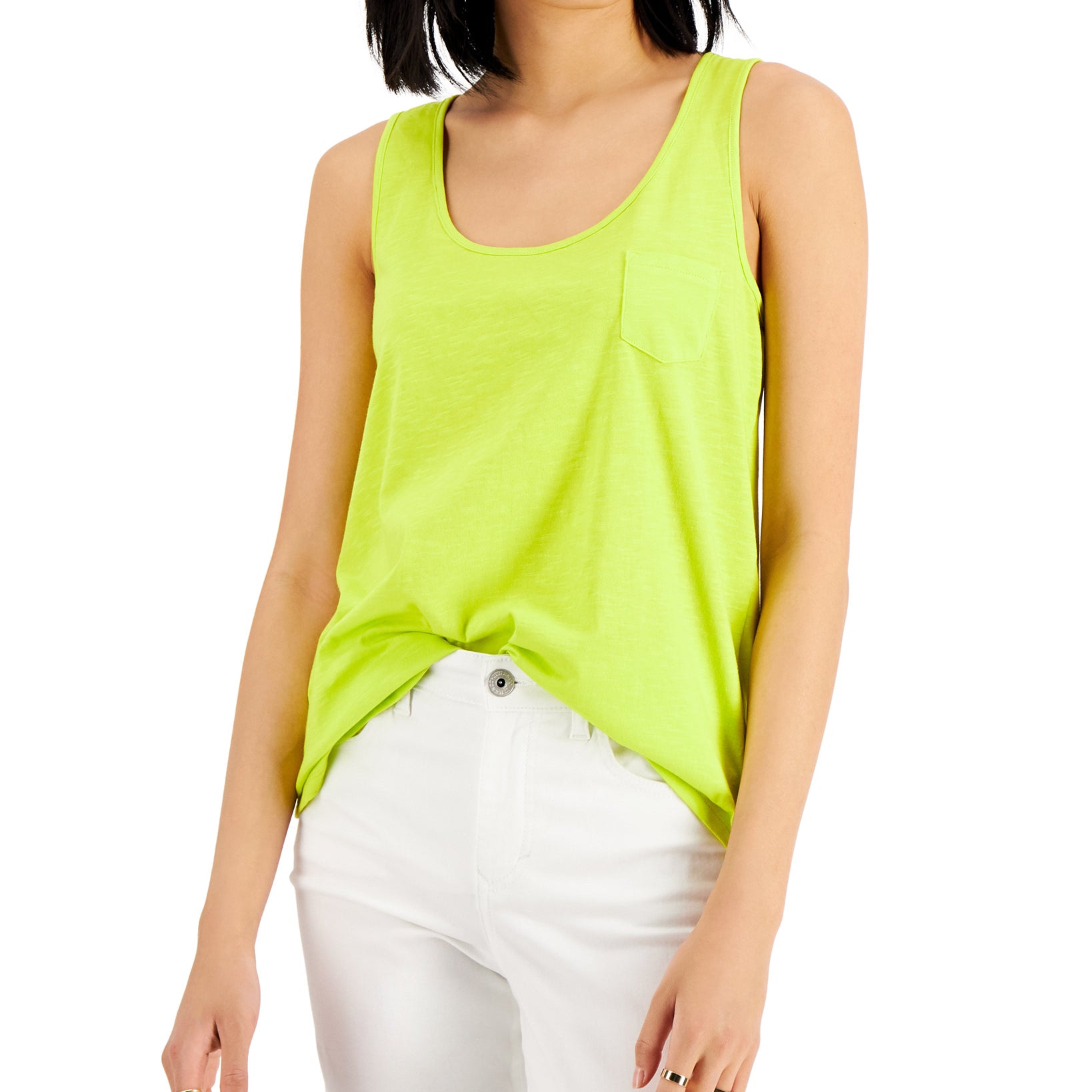 Style & Co Women Cotton Racerback Tank Fun Yellow
