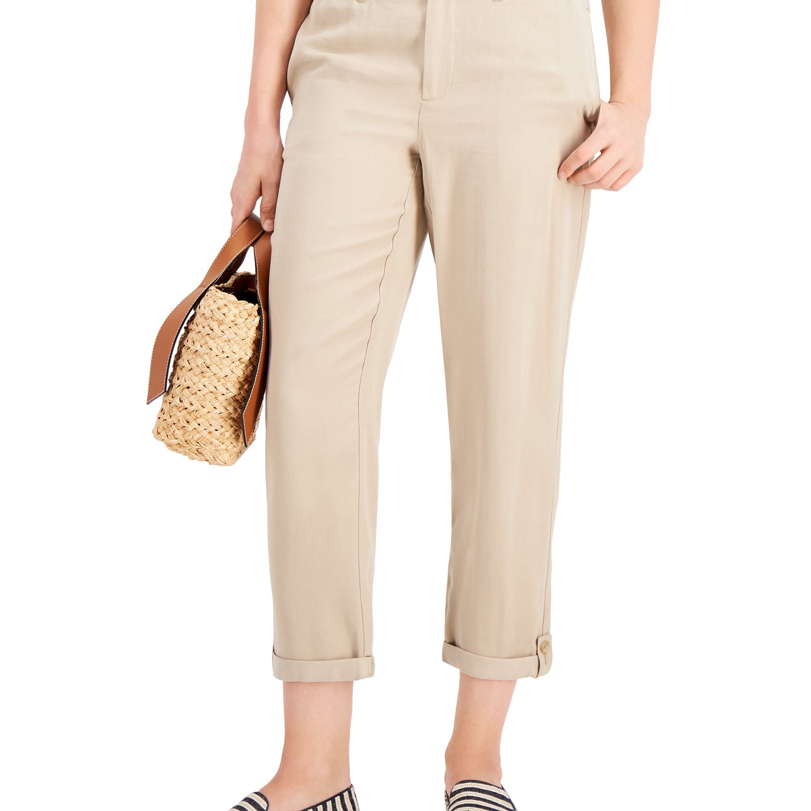 Charter Club Women Cropped Cuffed Pants Sedona Dust