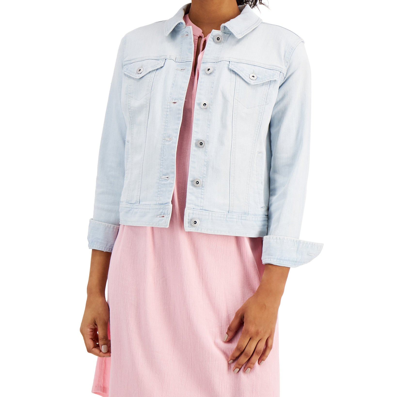 Style & Co Women Denim Jacket Faith Wash