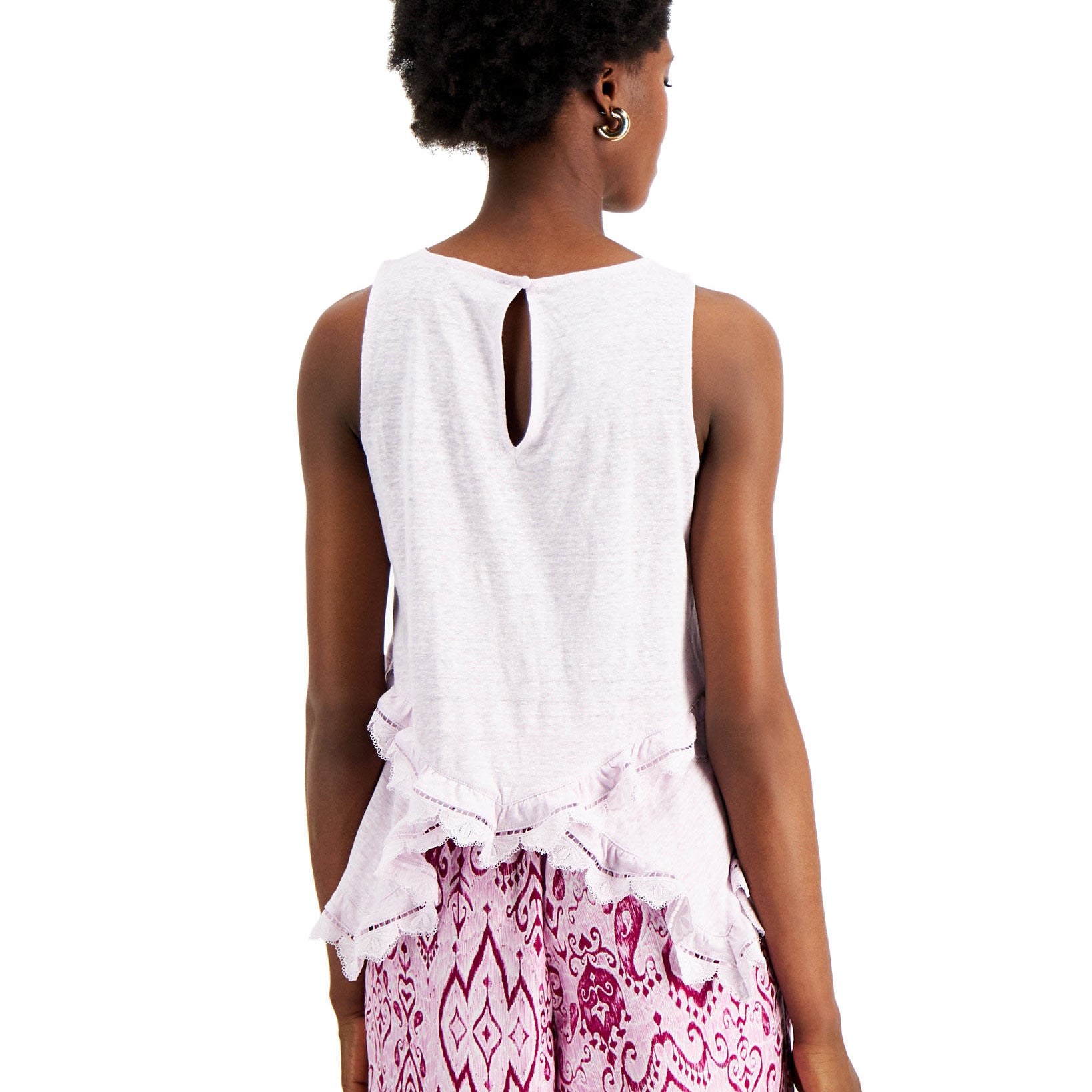 INC International Concepts Women Crochet Trim Top