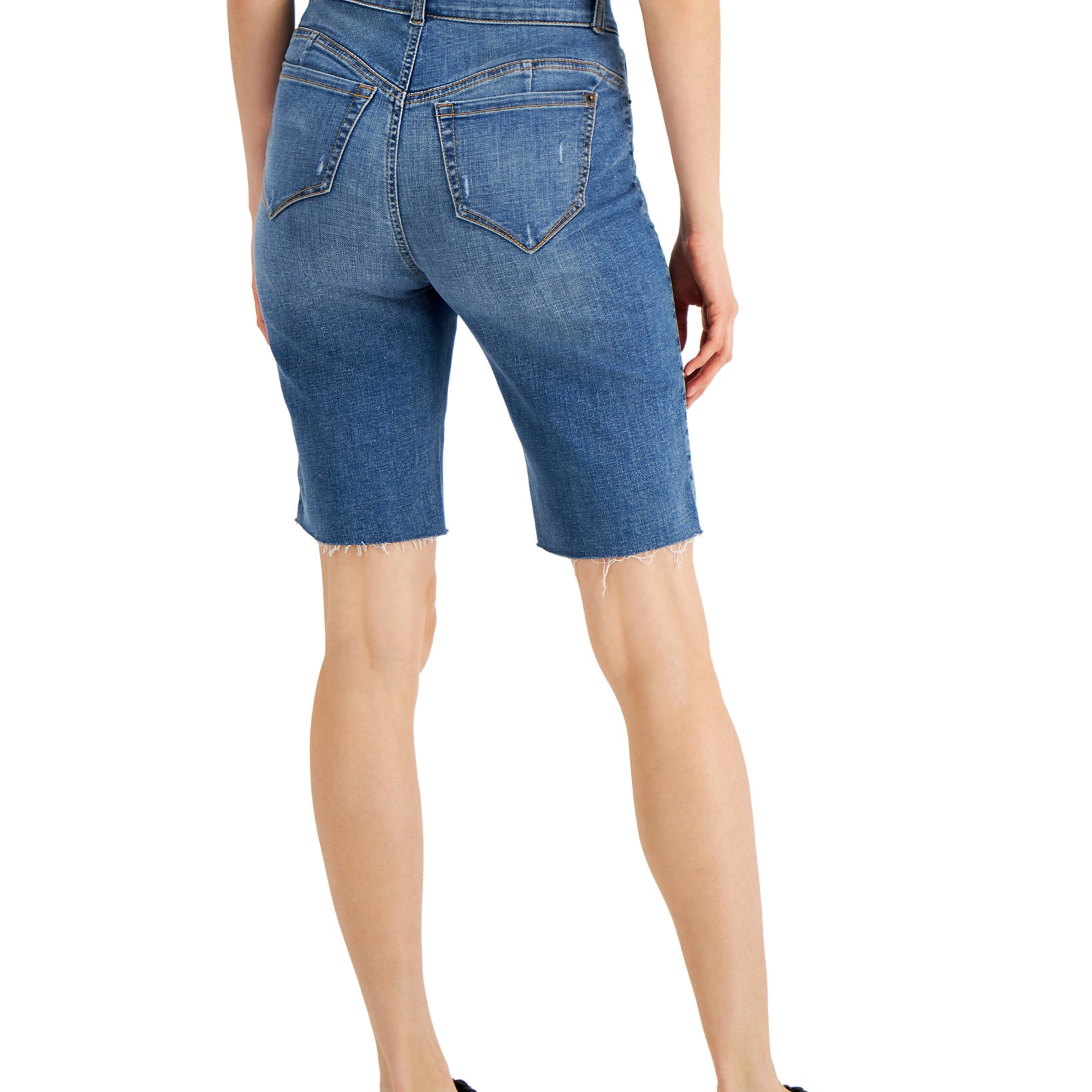 INC International Concepts Women High Rise Sculpting Fit Bermuda Jean Shorts