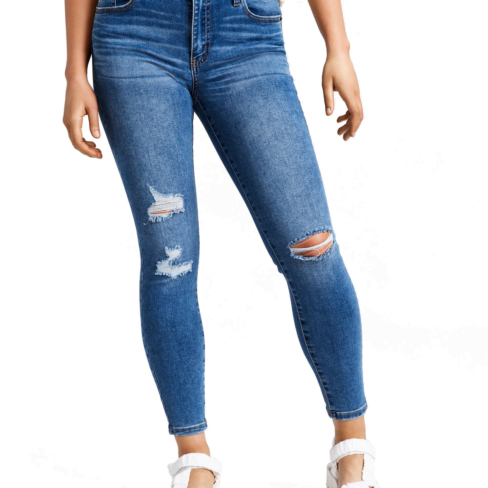 Celebrity Pink Women Curvy Mid Rise Distressed Skinny Jeans Cryonic