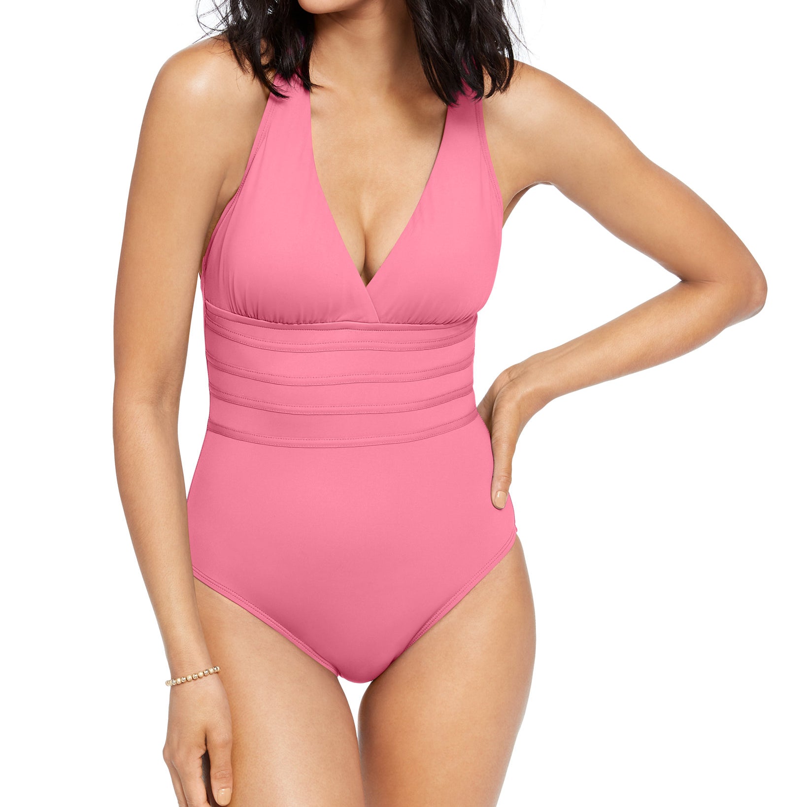 La Blanca Women Island Goddess Tummy Control Strappy One Piece Swimsuit Ginger