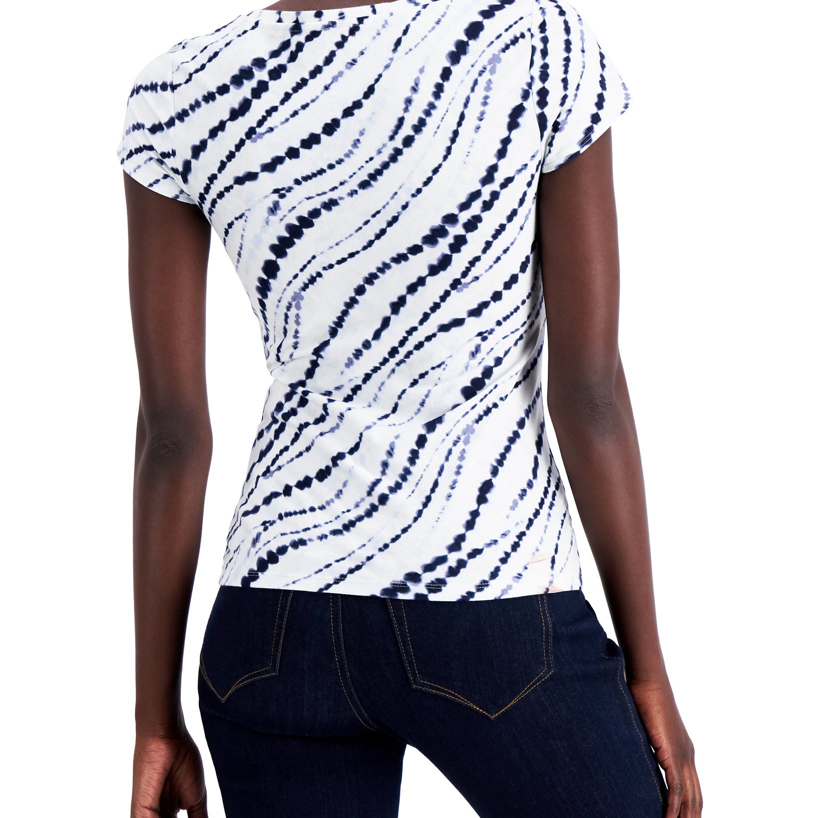 INC International Concepts Women Printed V Neck T Shirt