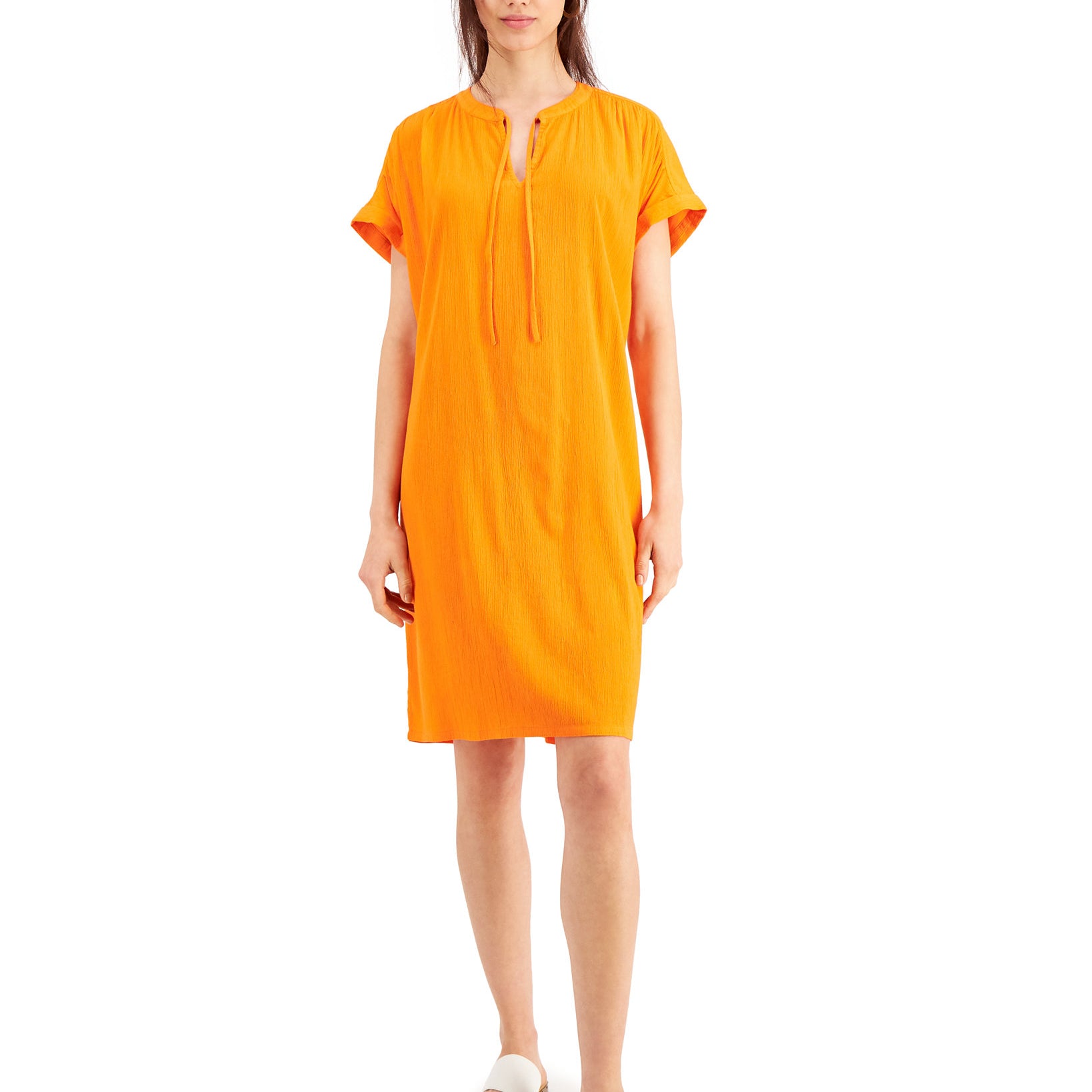 Style & Co Women Woven Dress Wild Orange