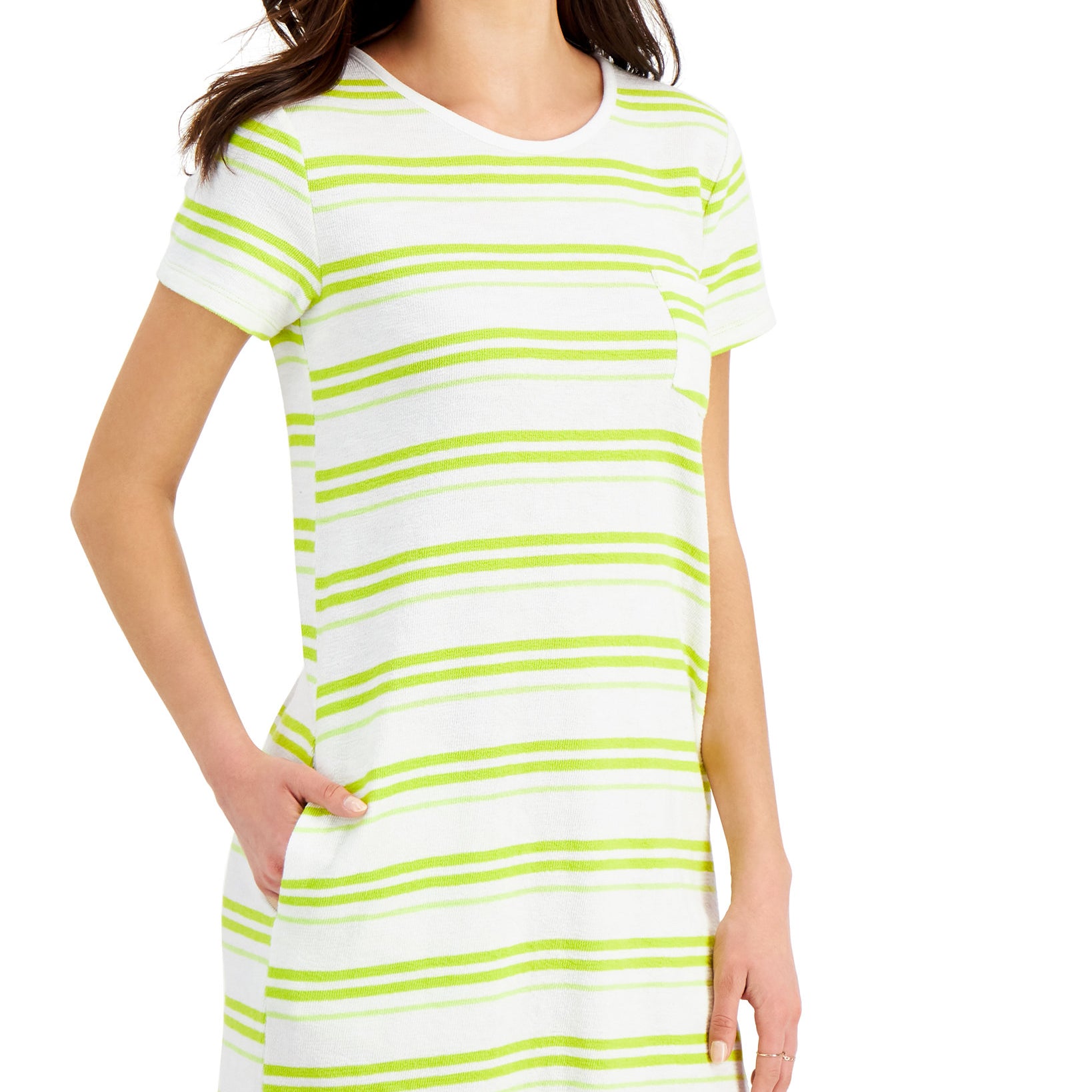 Style & Co Women Cotton Striped T Shirt Dress