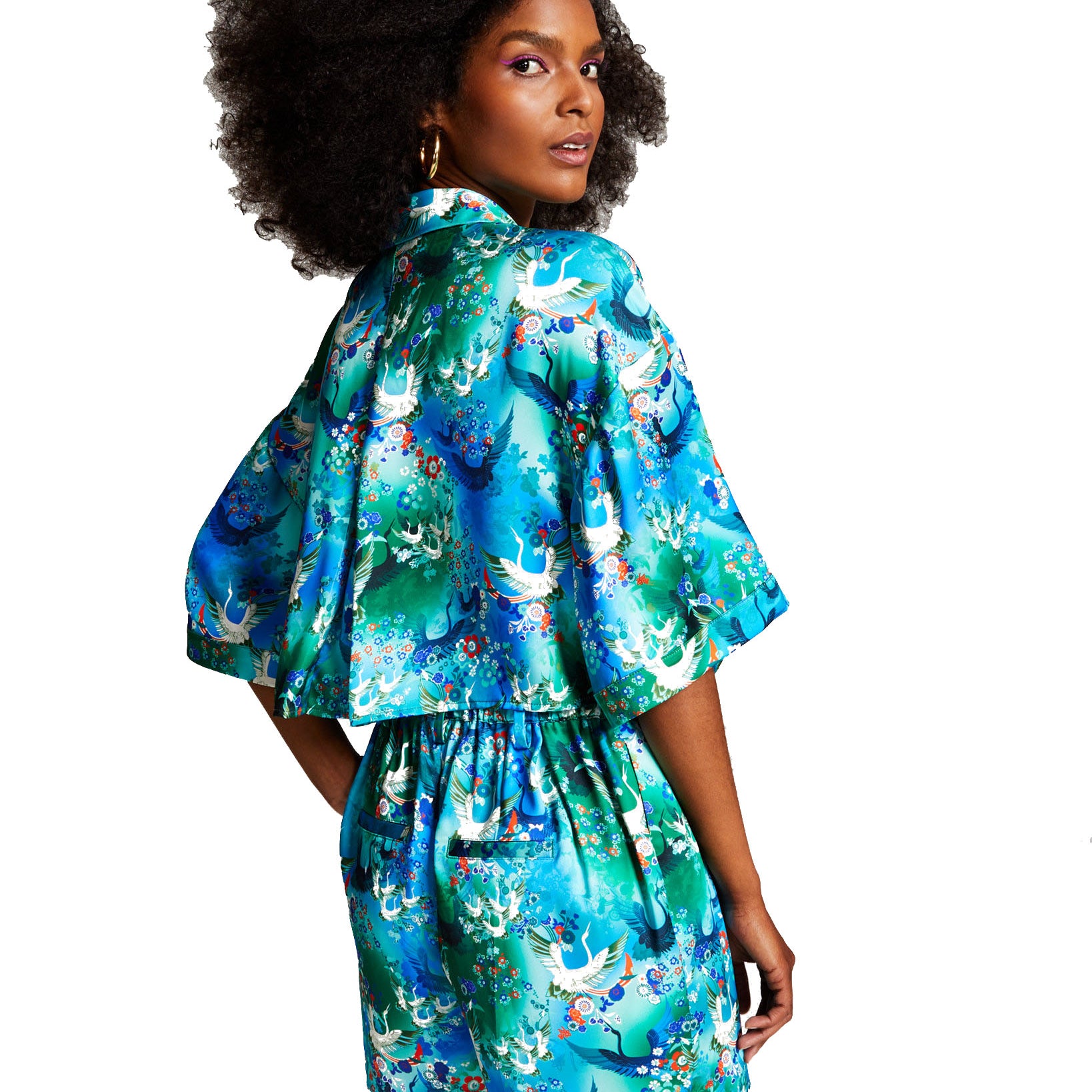 INC International Concepts Women Misa Hylton for Printed Boxy Cropped Shirt