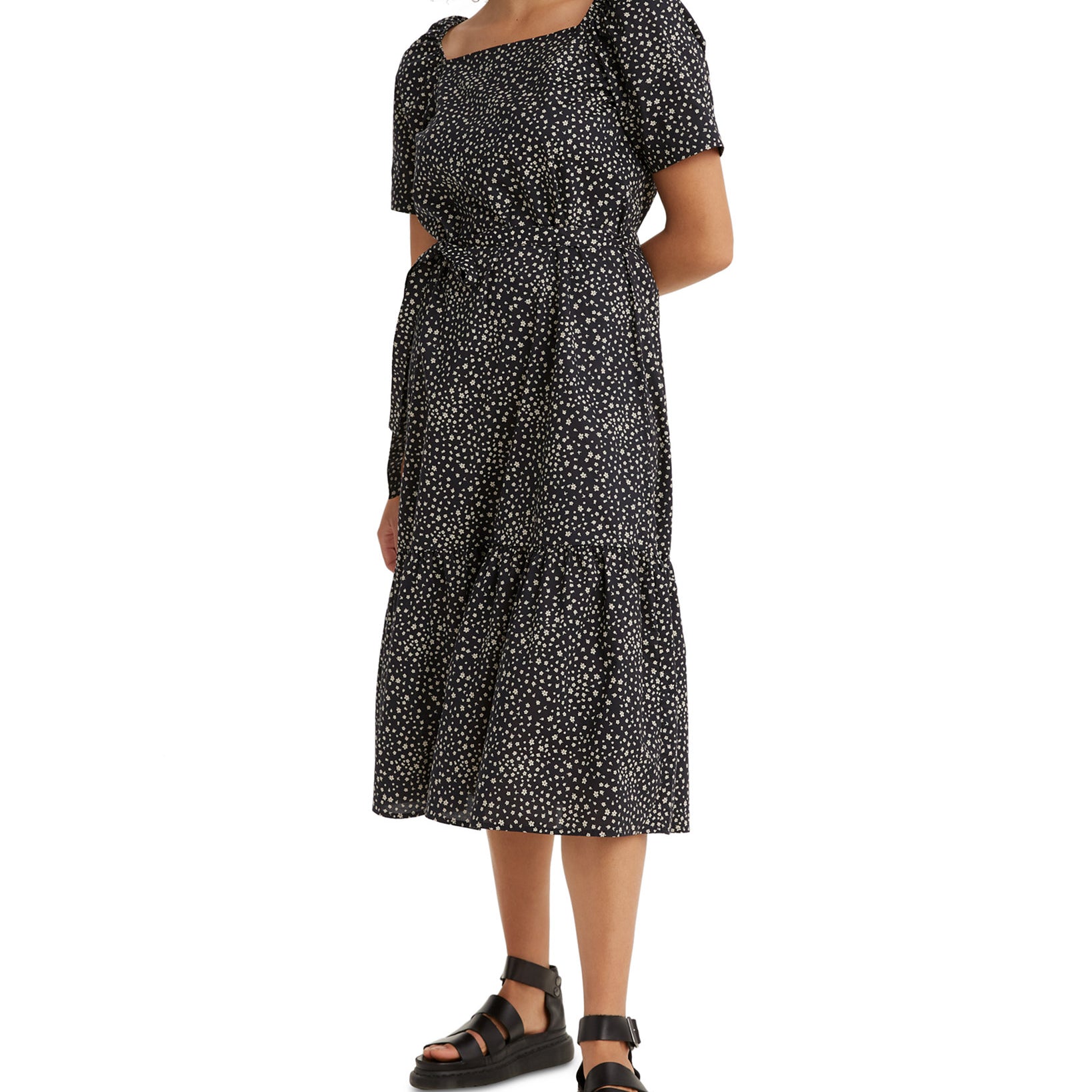 Levis Women Bailey Cotton Midi Dress Scattered Floral Caviar