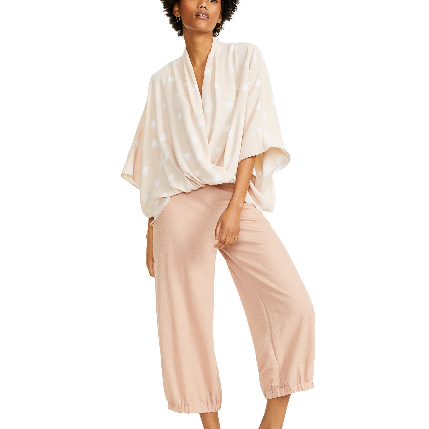 Alfani Women Printed Wide Sleeve Surplice Top