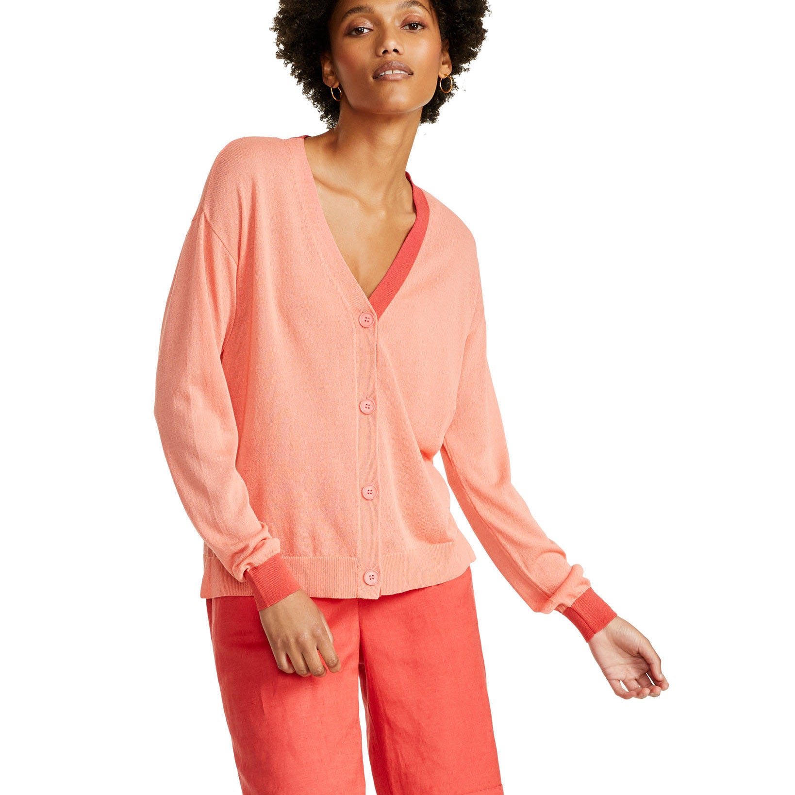 Alfani Women Colorblocked Button Cardigan Sierra Sunrise