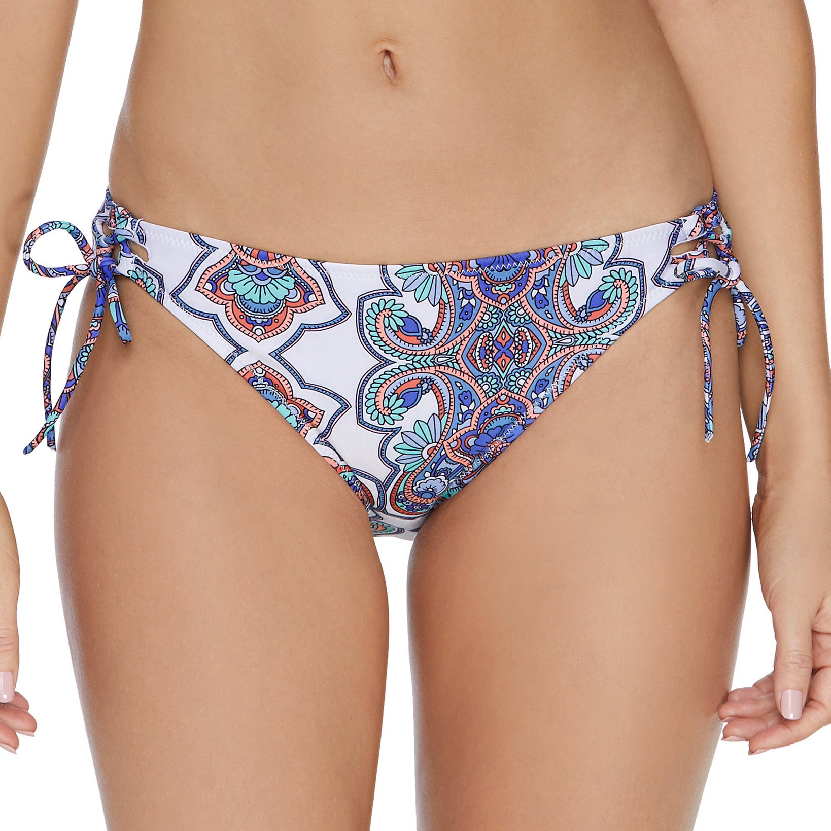 Raisins Women Golden Hour Printed Side Tie Bikini Bottoms White