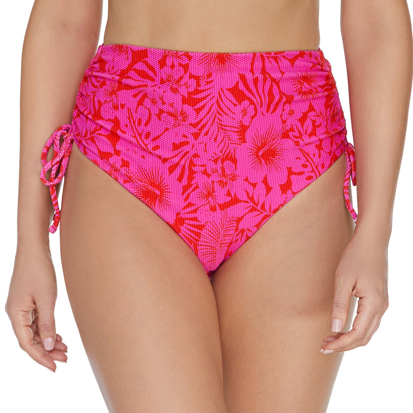Raisins Women Making Waves Side Tie High Waist Bikini Bottoms Pink