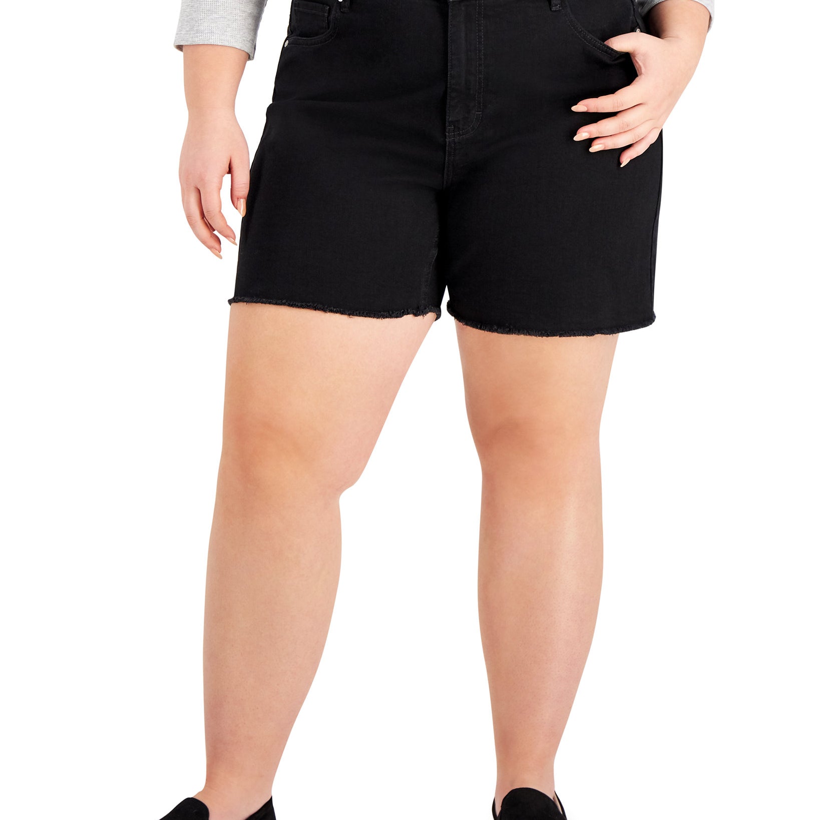 Style & Co Women High Rise 5" Denim Shorts Washed Black